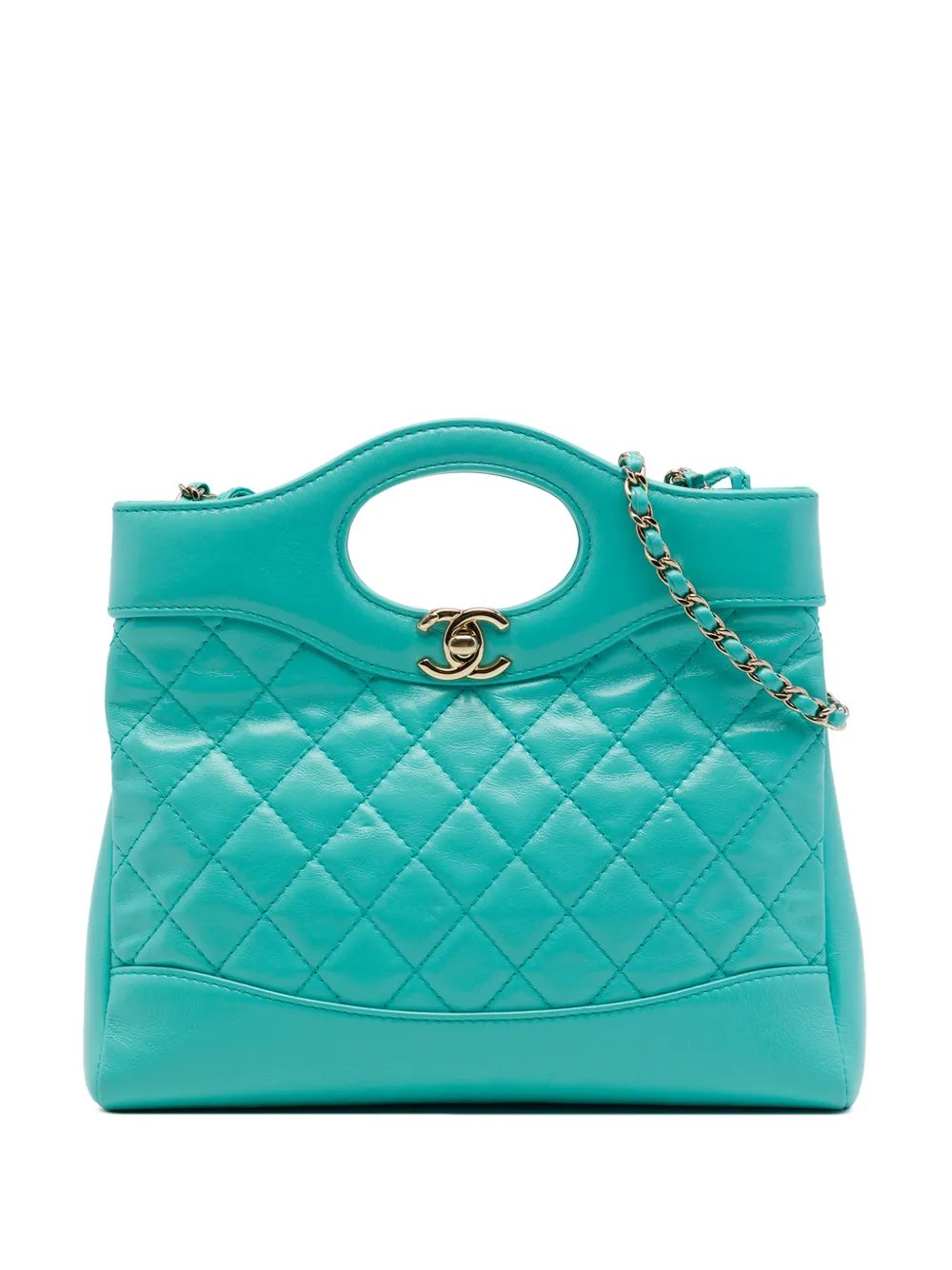 2021-2026 Mini Quilted Shiny Lambskin 31 Shopping Bag satchel