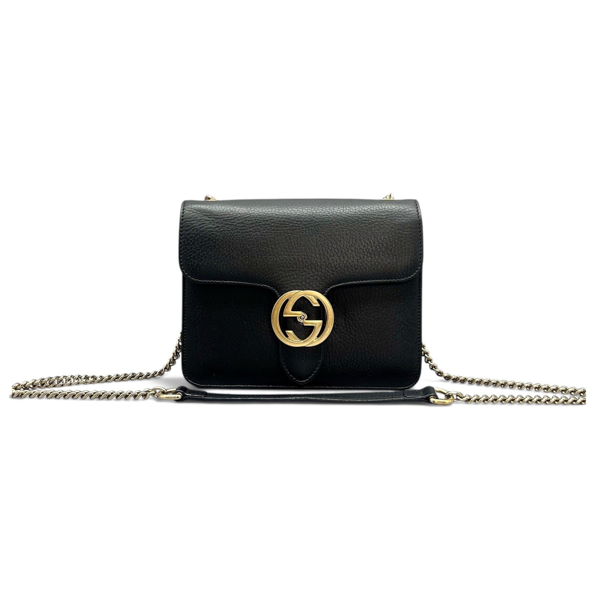 Interlocking leather handbag