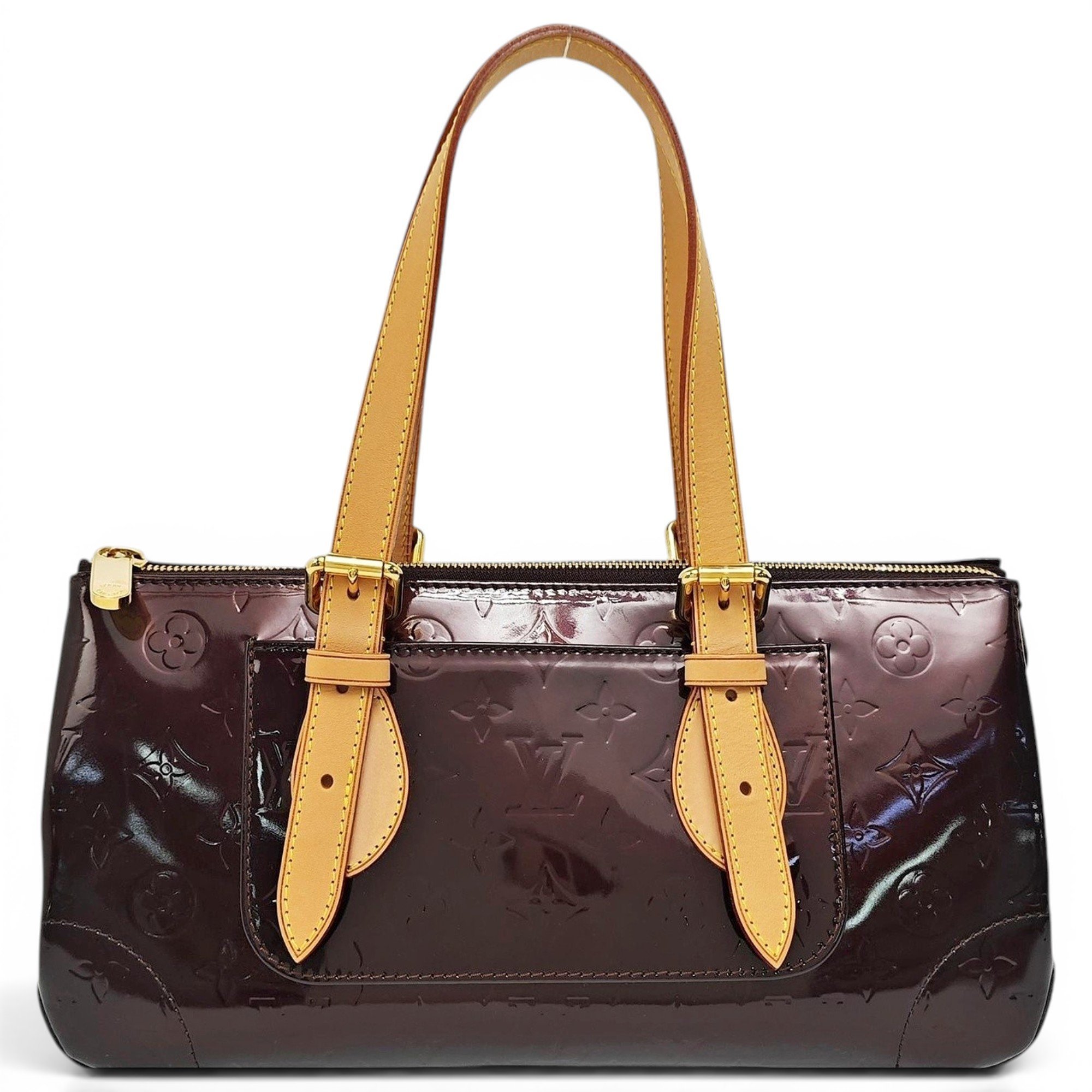 Rosewood patent leather handbag
