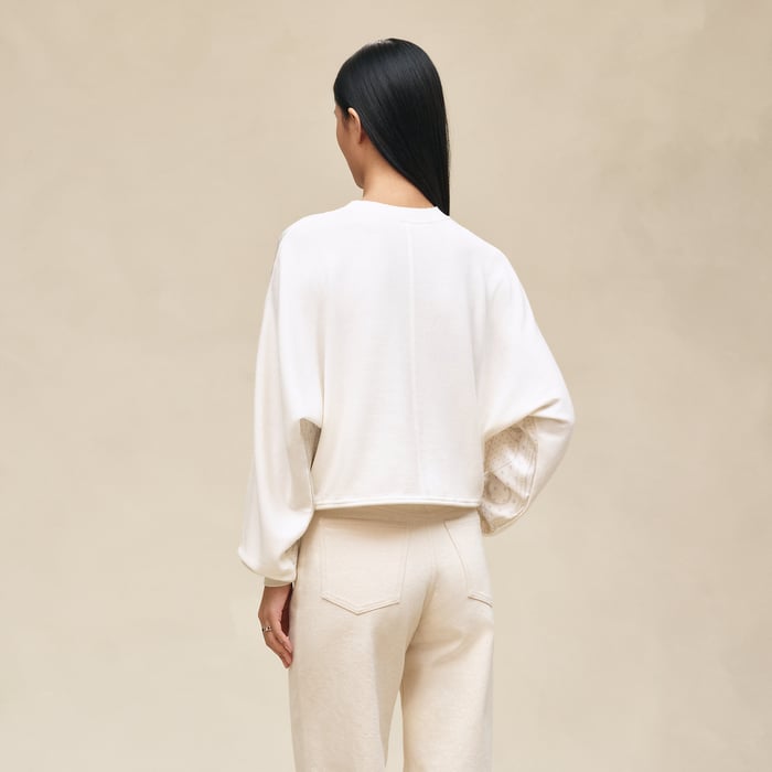 Blanc Tulle "Porte-bonheur Bandana" Long-sleeve Sweater