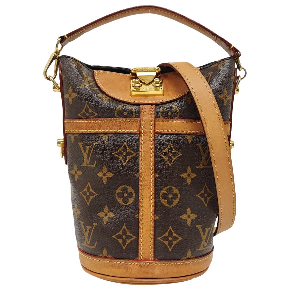 Duffle leather handbag