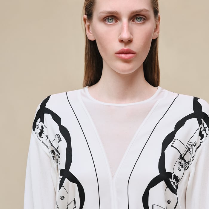 Blanc Nacre "Ferronnerie Remix" Long-sleeve Twillaine Sweater
