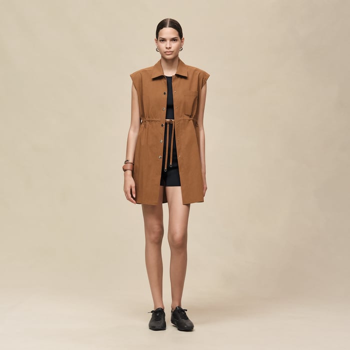 Brun Mahogany Sleeveless Drawstring Shirt