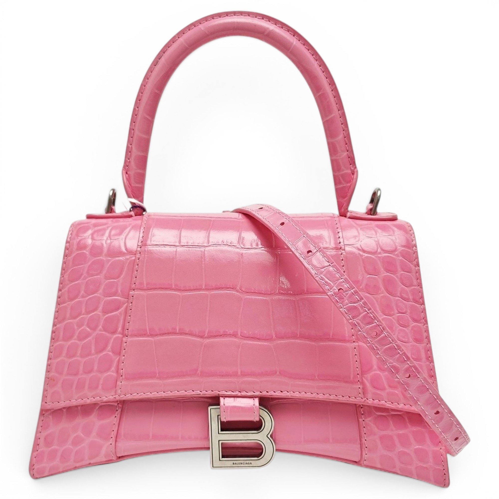 Hourglass leather handbag