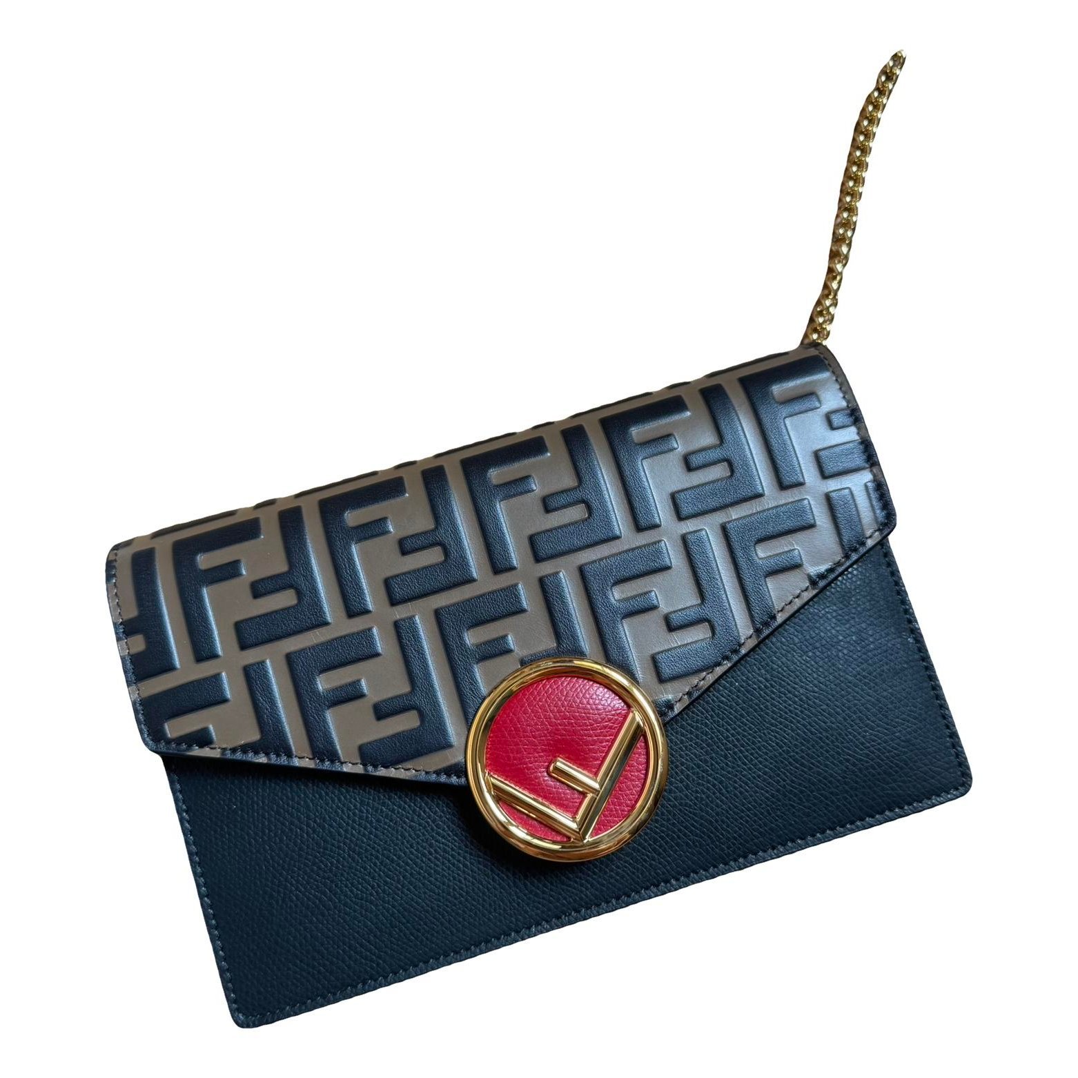 Kan I logo leather clutch bag
