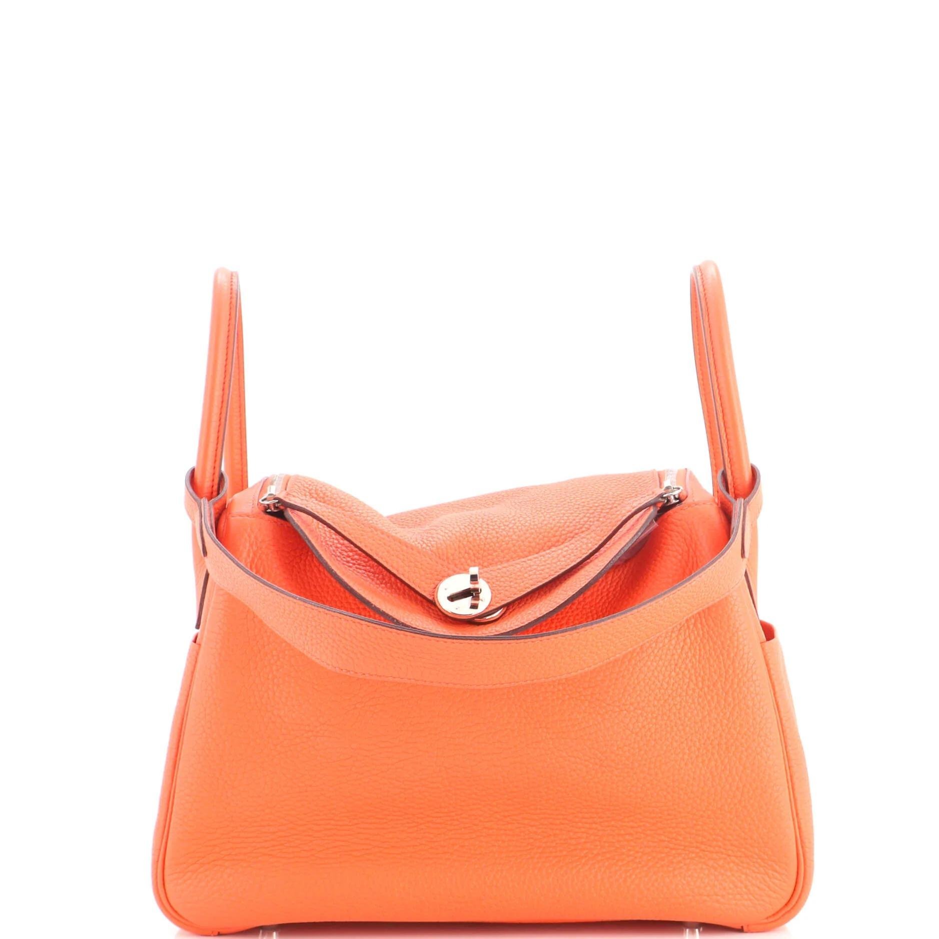 Hermes Lindy Handbag Orange Clemence Leather 2015
