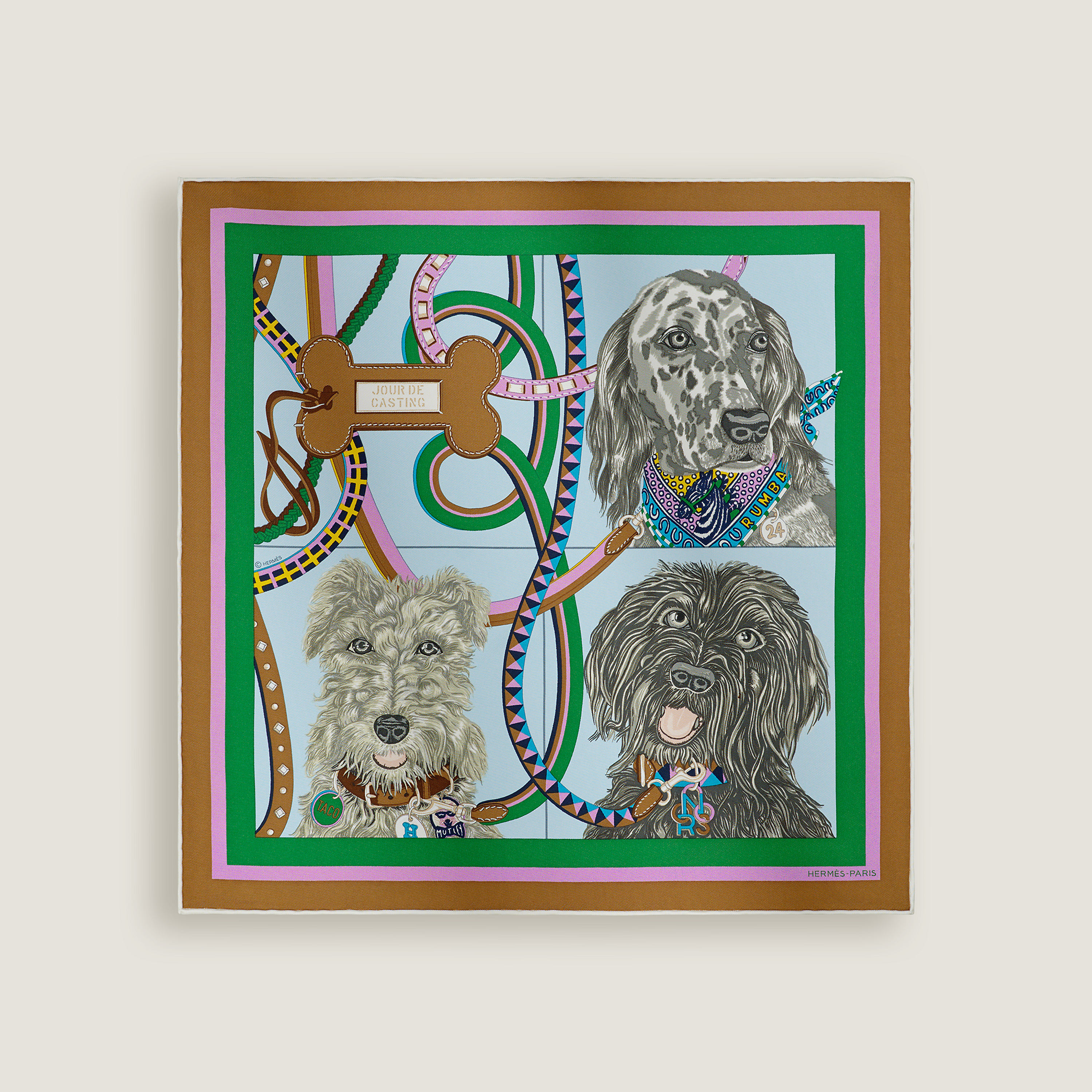 Hermès ガヴロッシュ 《バセットハウンド》 ヴェール・アマンド