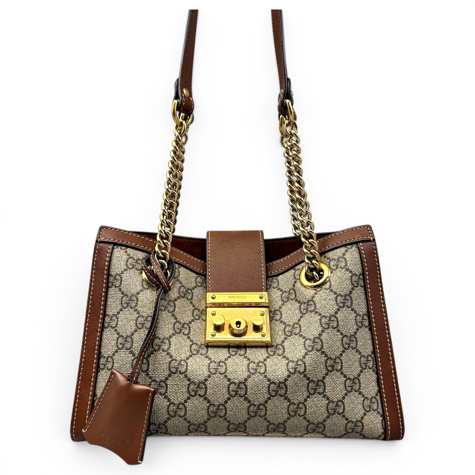Padlock leather handbag