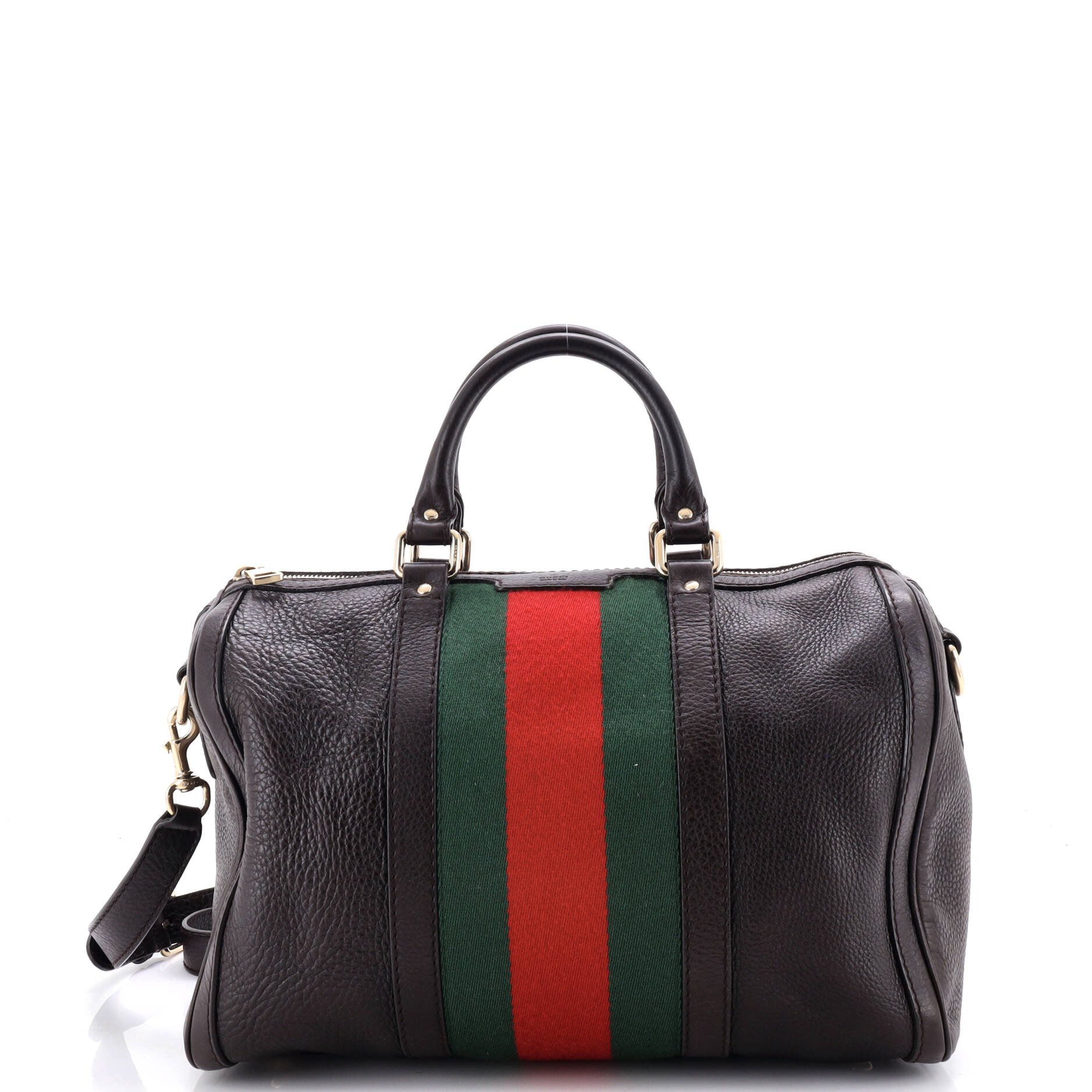 Vintage Web Boston Bag Leather Medium