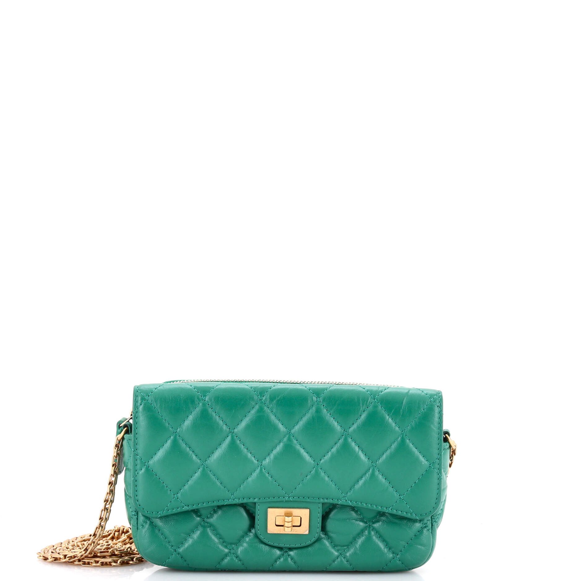 Reissue 2.55 Flap Phone Holder with Chain Quilted Aged Calfskin