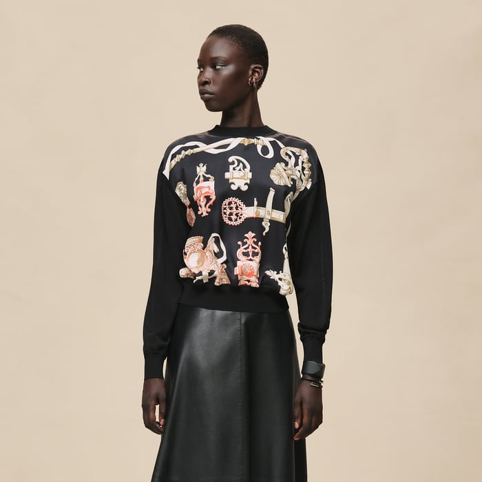 Noir "Ferronnerie Remix" Long-sleeve Twillaine Sweater