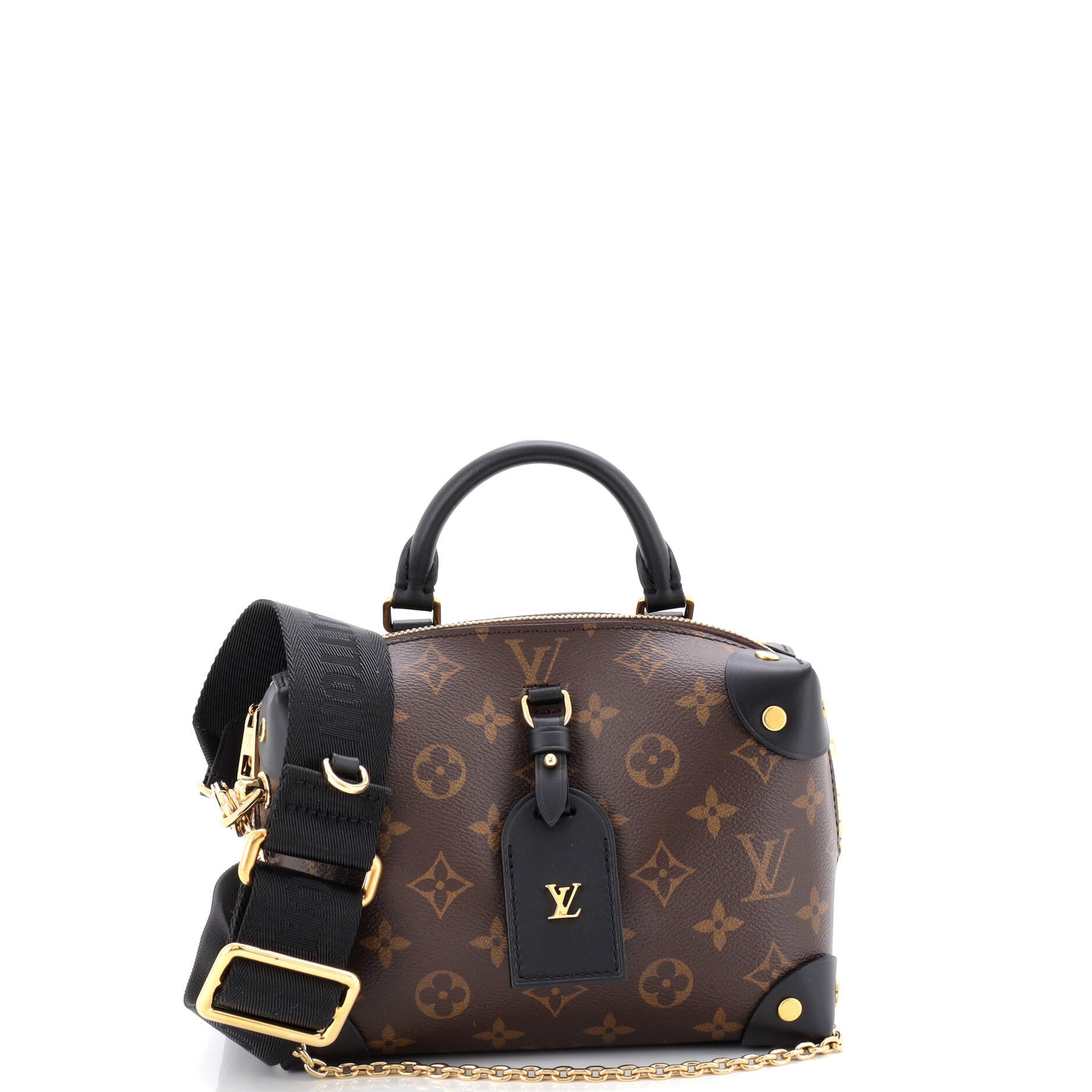 Louis Vuitton Petite Malle Souple Handbag Monogram Canvas with Leather