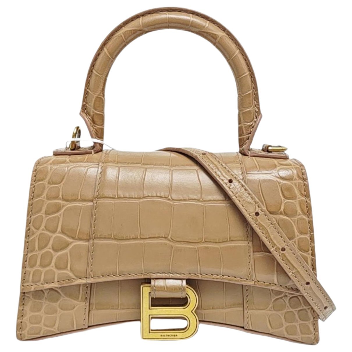 Hourglass leather handbag
