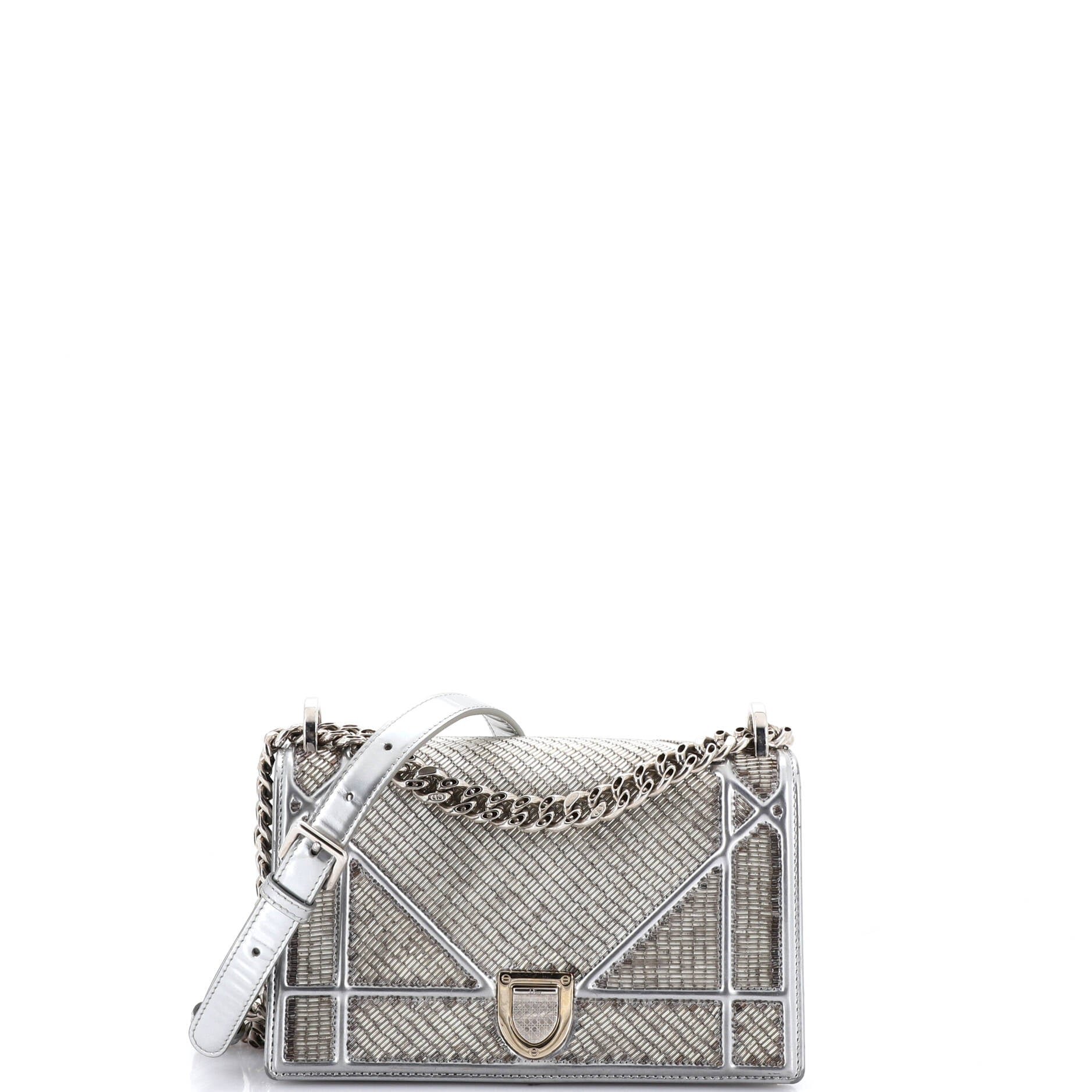 Diorama Flap Bag Beaded Leather Small