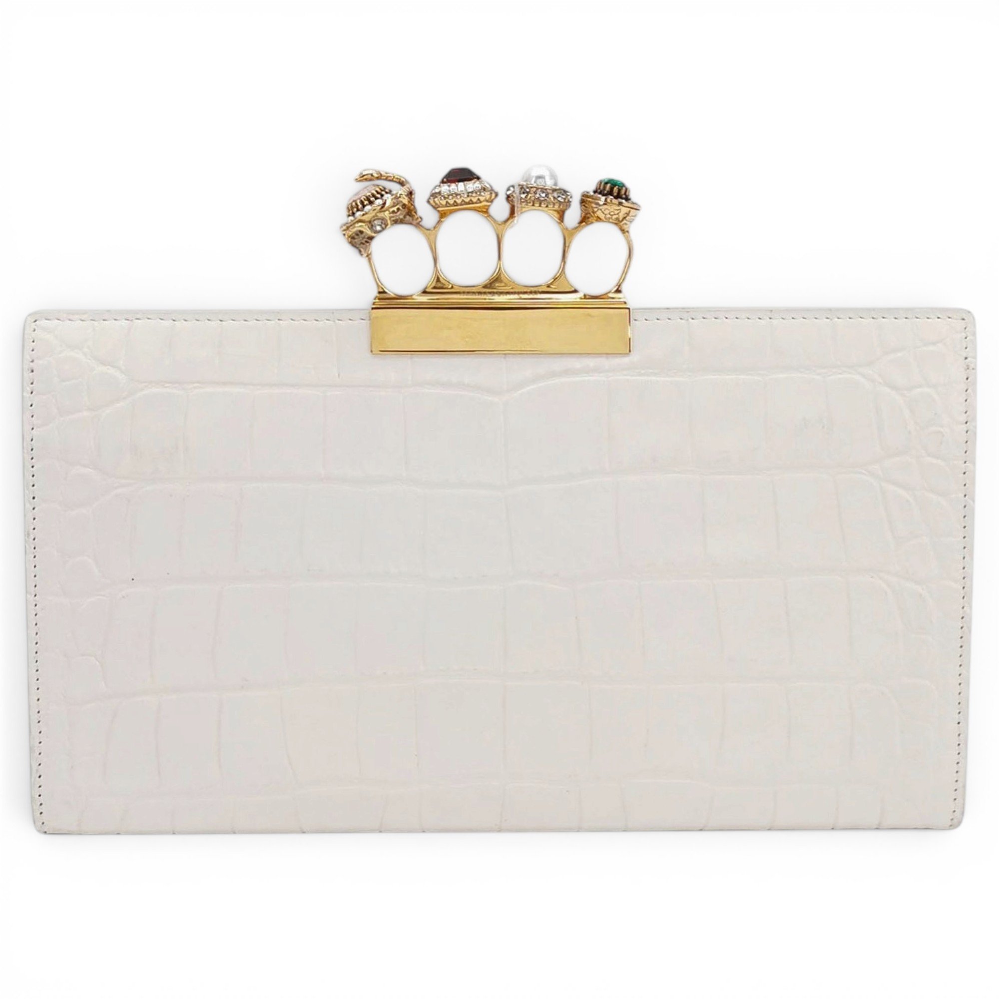 Knuckle leather clutch bag