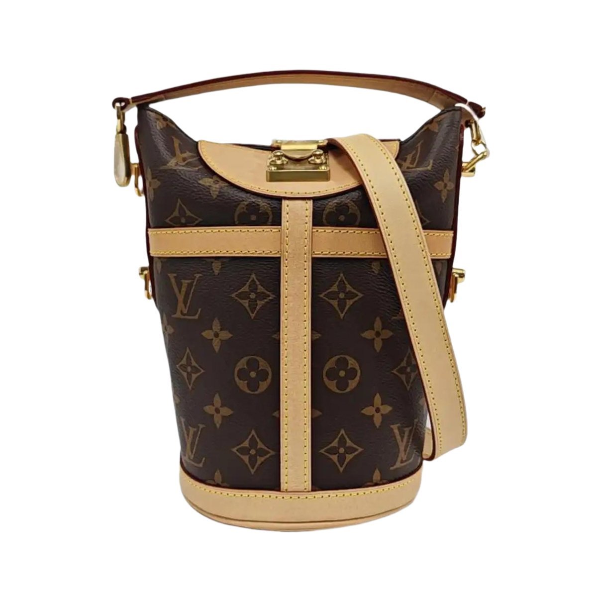 Duffle leather handbag