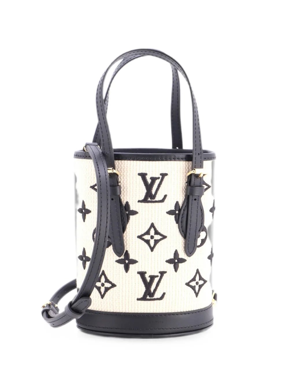 By The Pool Monogram Raffia Nano bucket bag