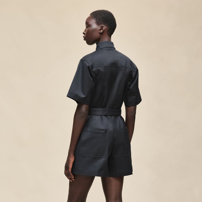 Noir Double Cotton Twill Jumpsuit