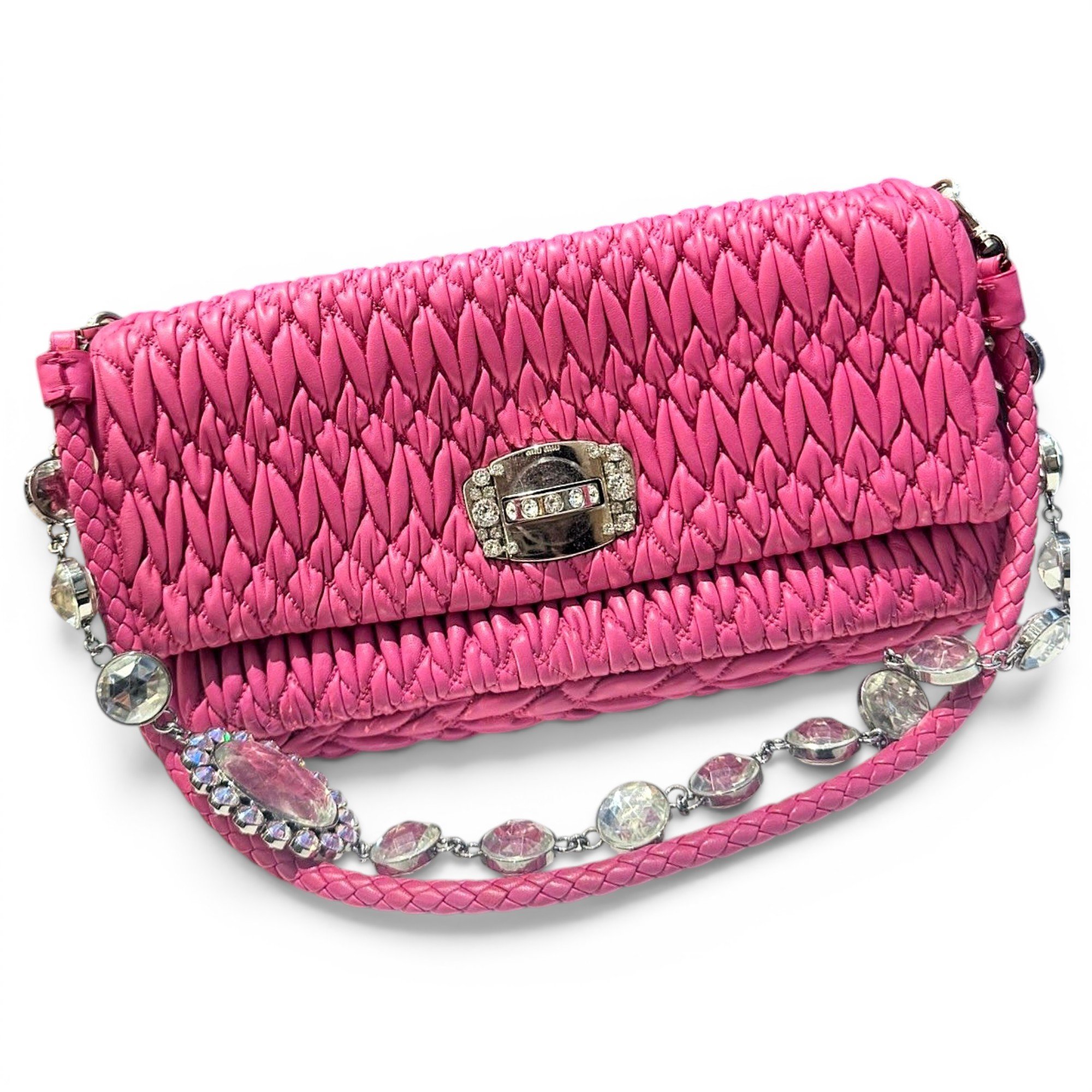 Miu Crystal leather handbag