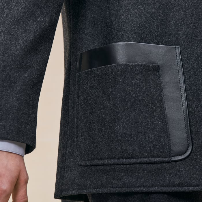 Anthracite Stadium Relax Jacket With Leather Pocket