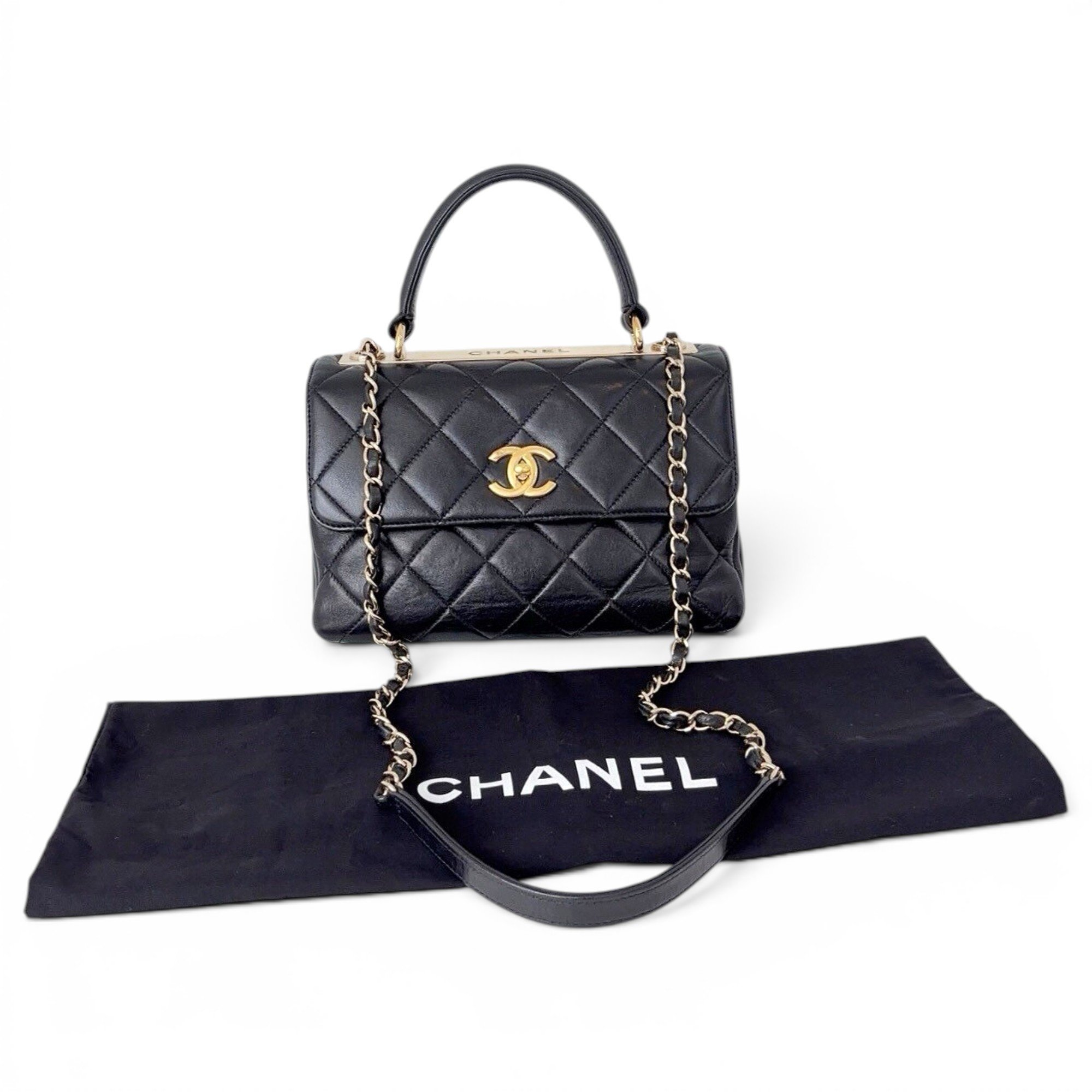 Trendy CC Top Handle leather handbag