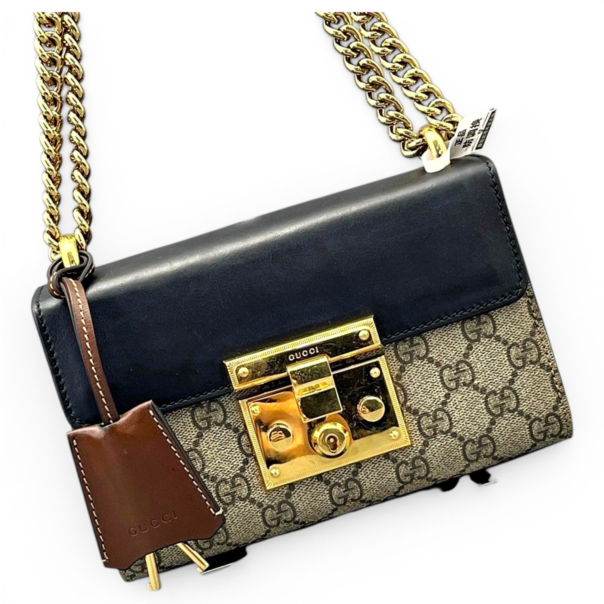 Padlock leather handbag