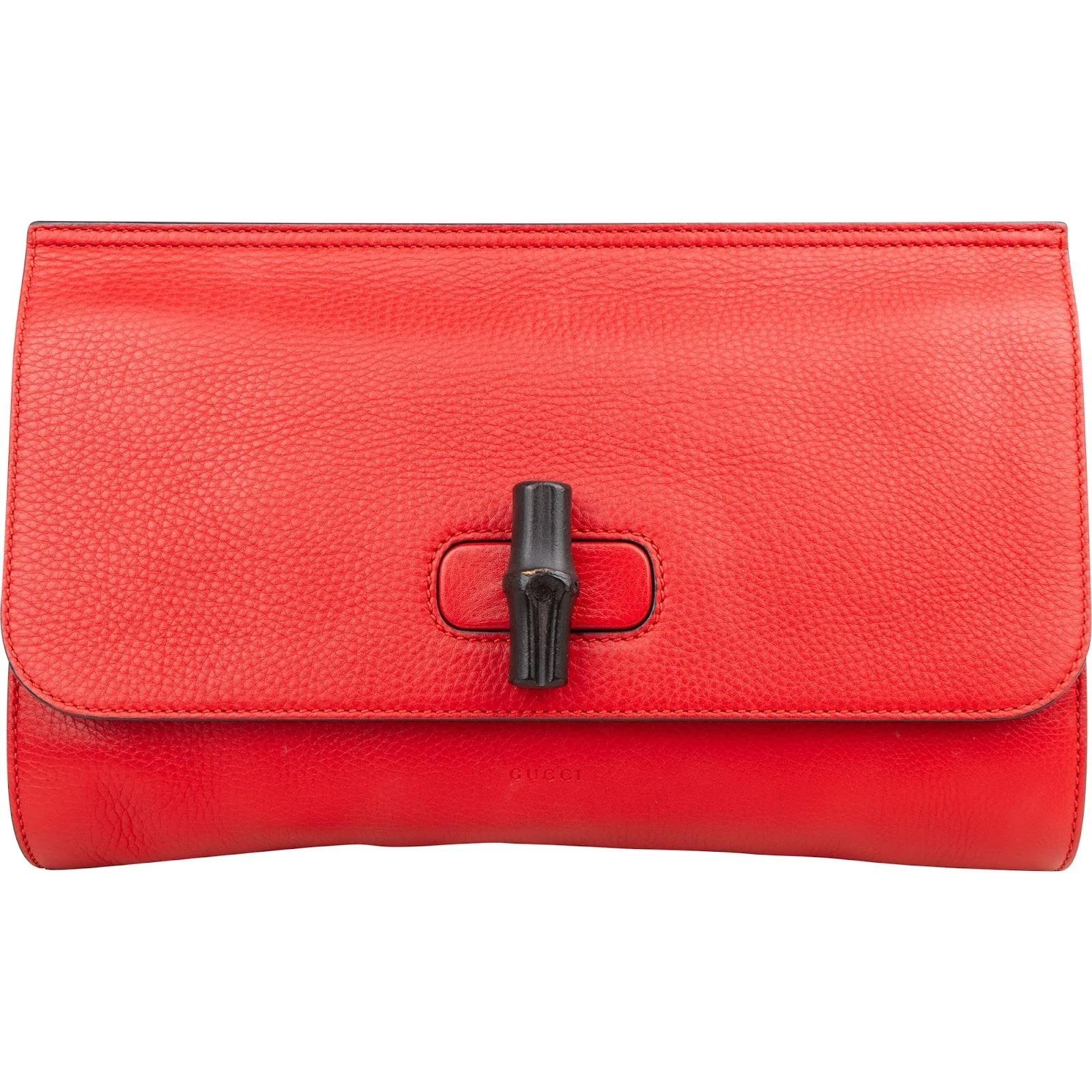 Bamboo leather clutch bag