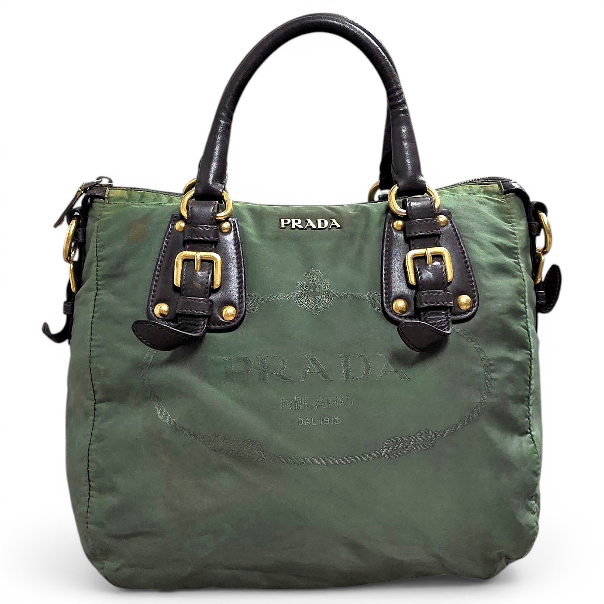 Re-Nylon leather handbag