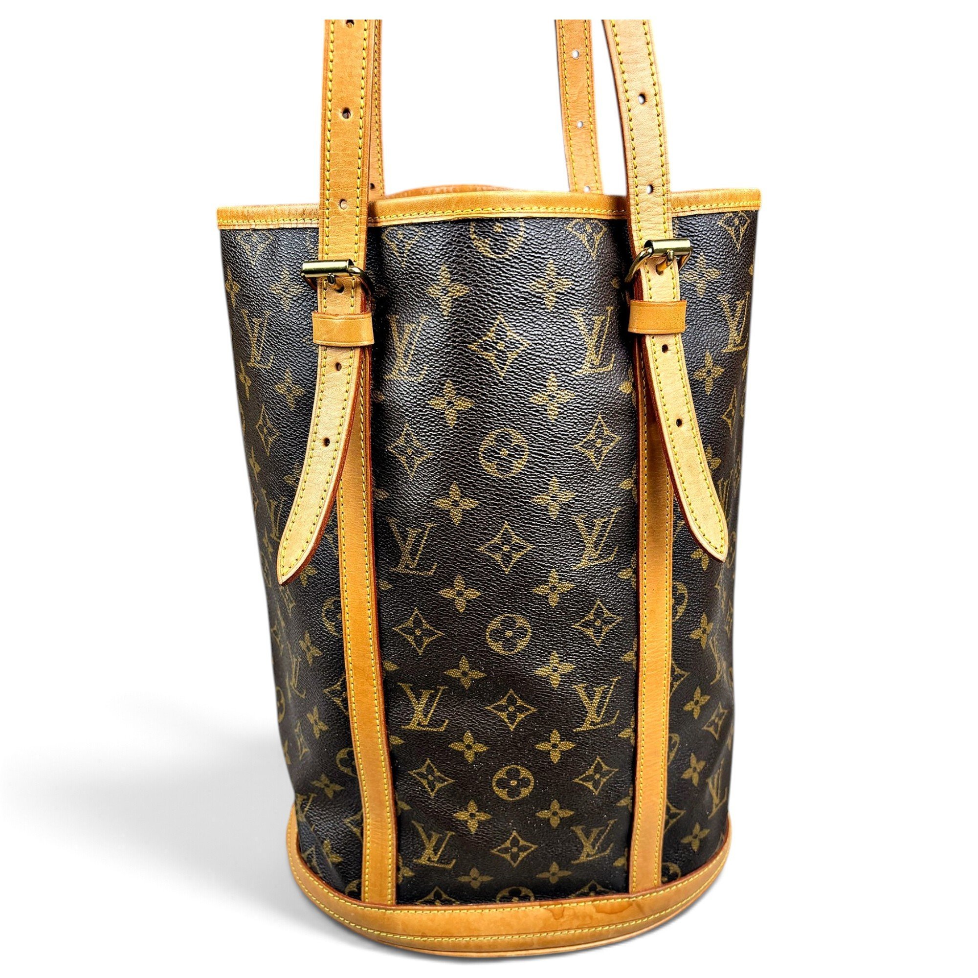 Bucket leather handbag