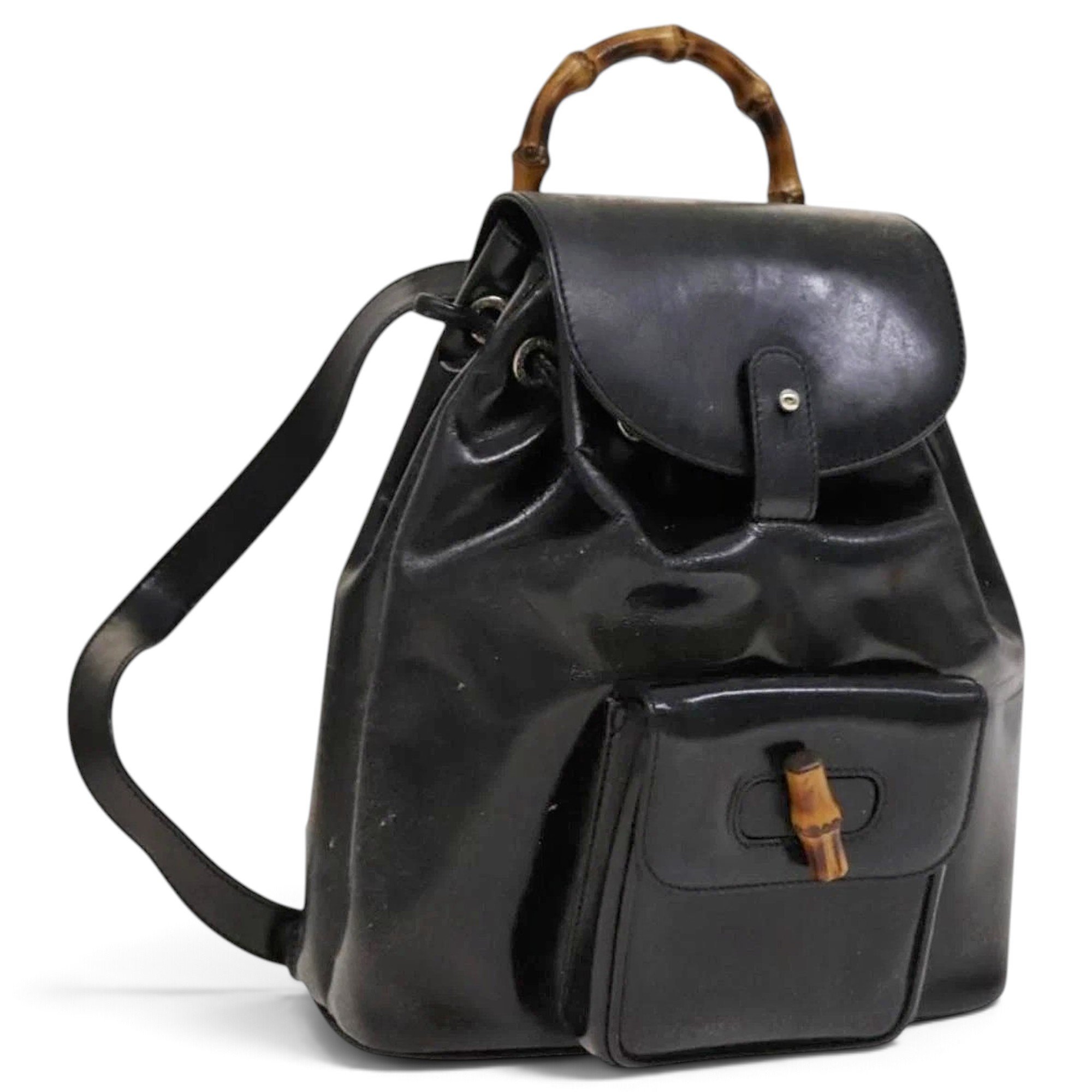 Patent leather backpack