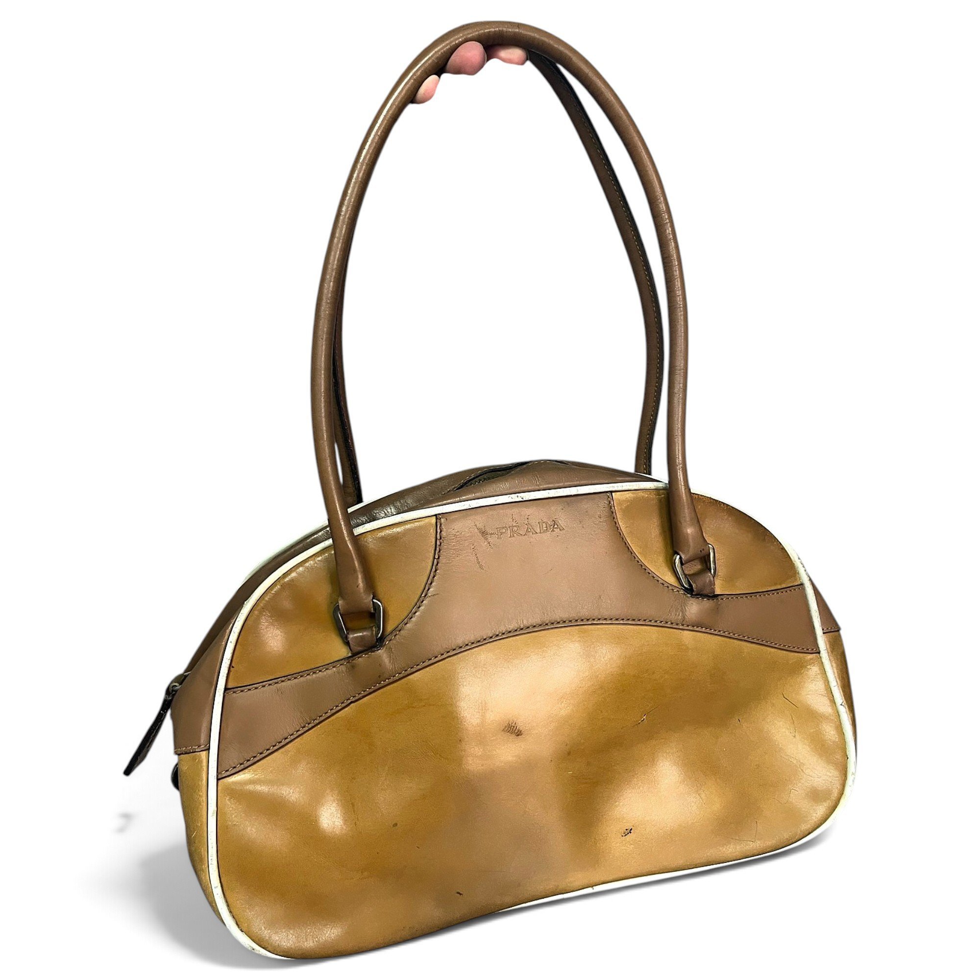 Bowling leather handbag