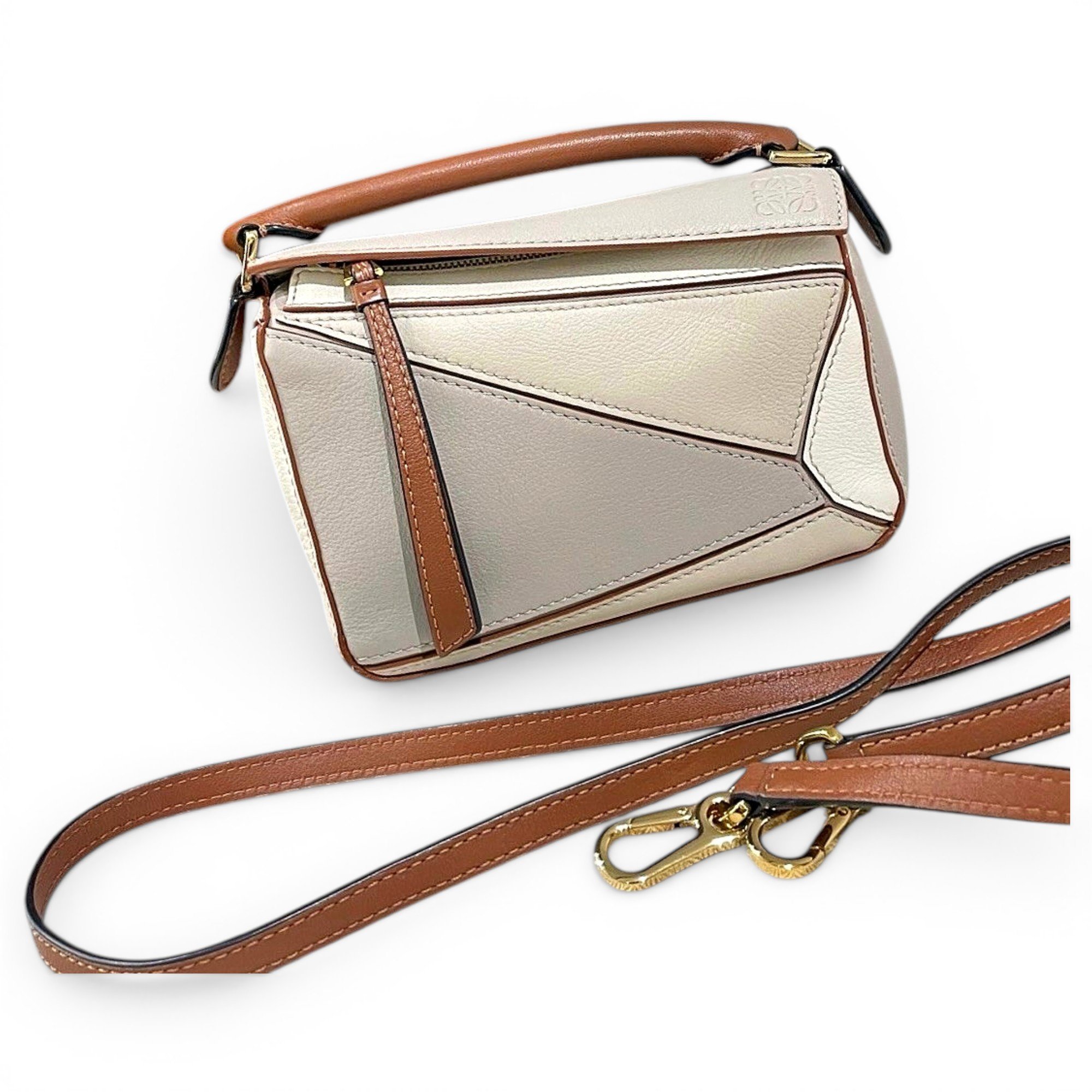 Puzzle leather handbag