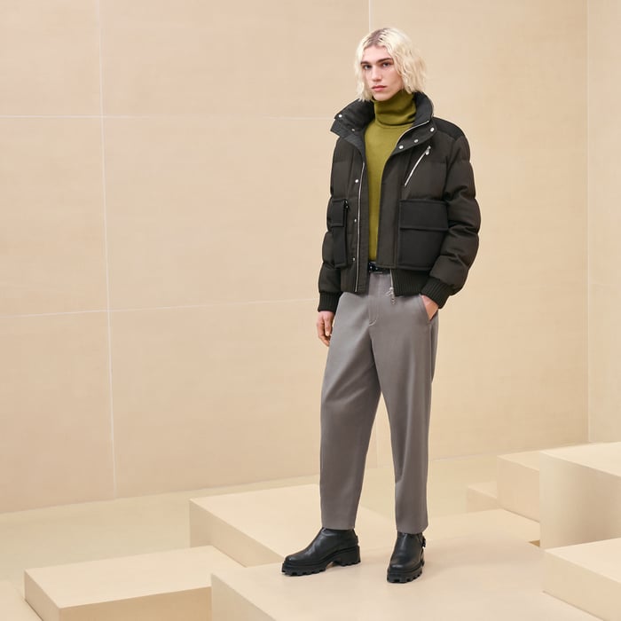 Kaki Recto Verso Puffer Coat