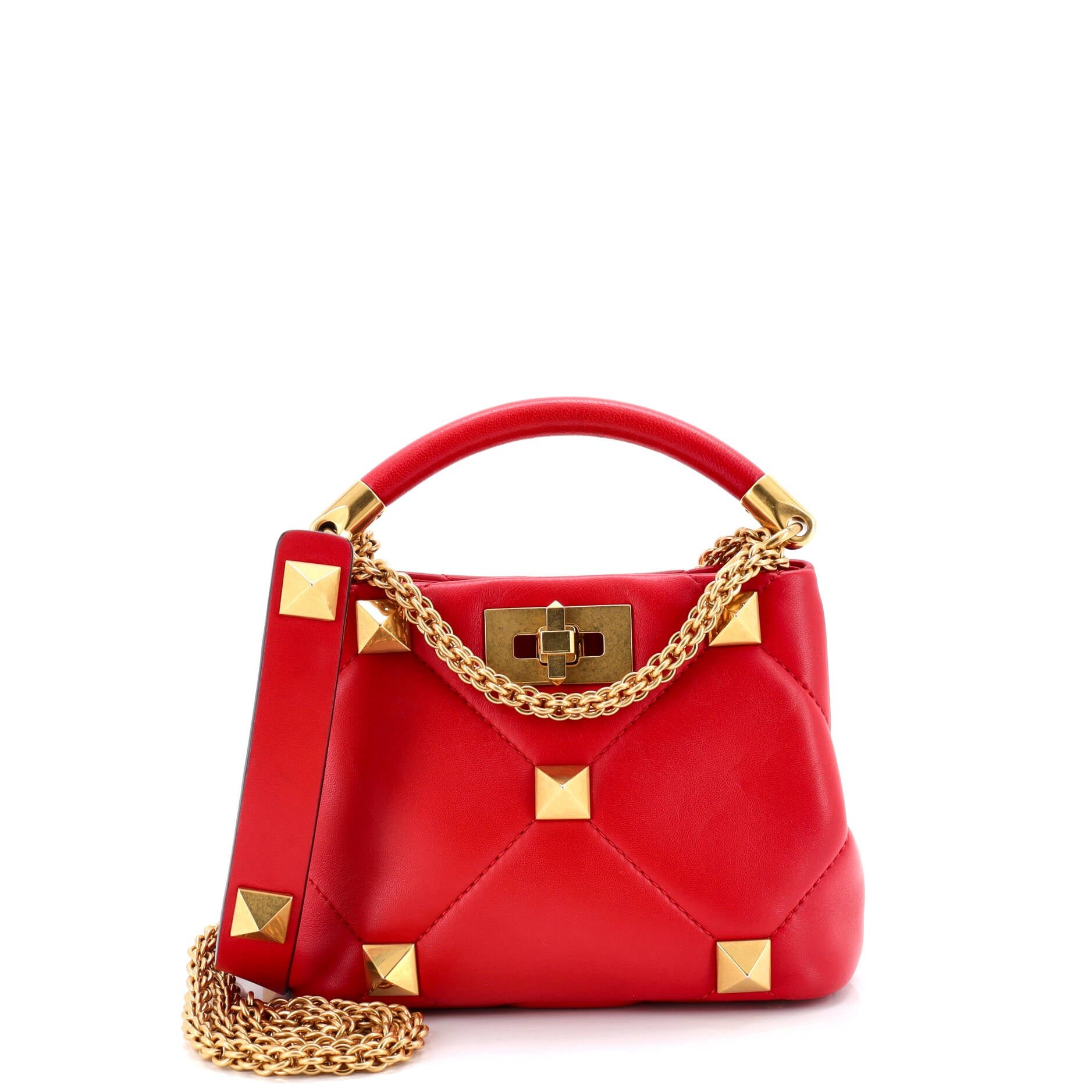 Valentino Garavani Roman Stud Top Handle Bag Quilted Leather Mini