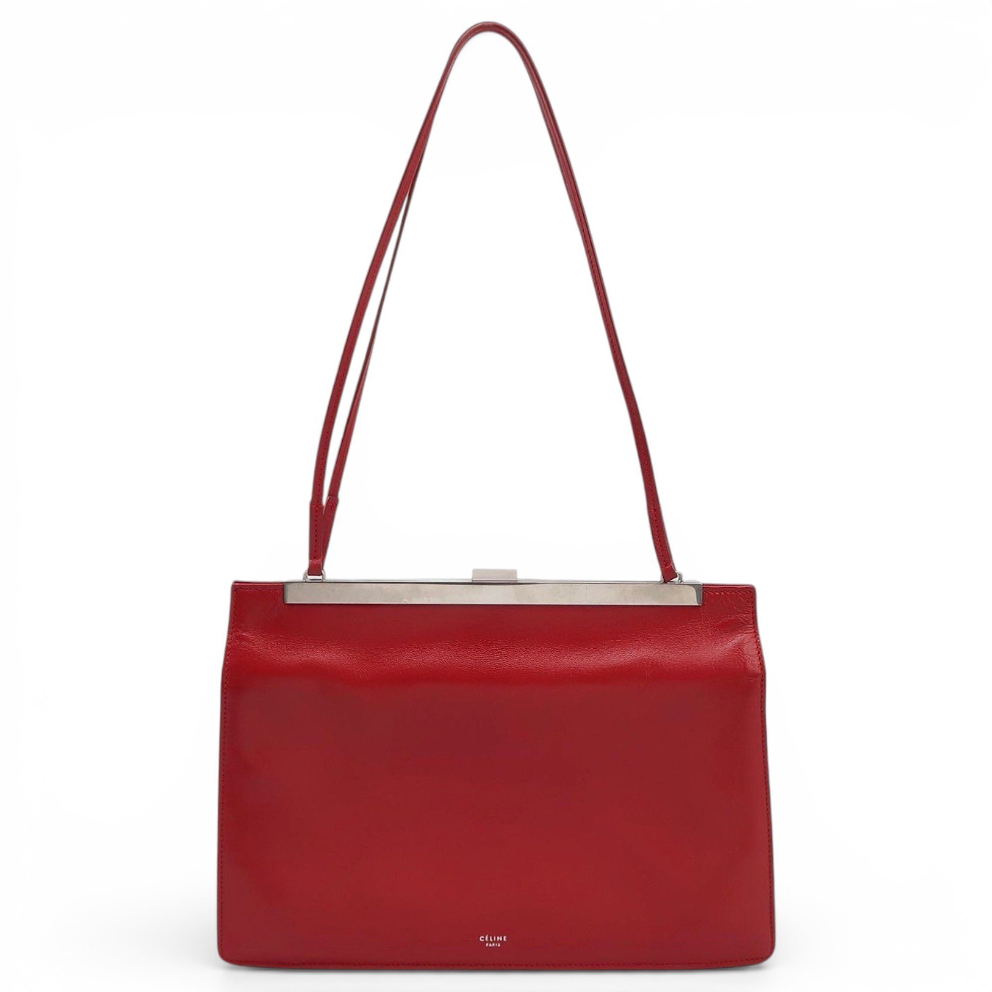 Clasp leather handbag