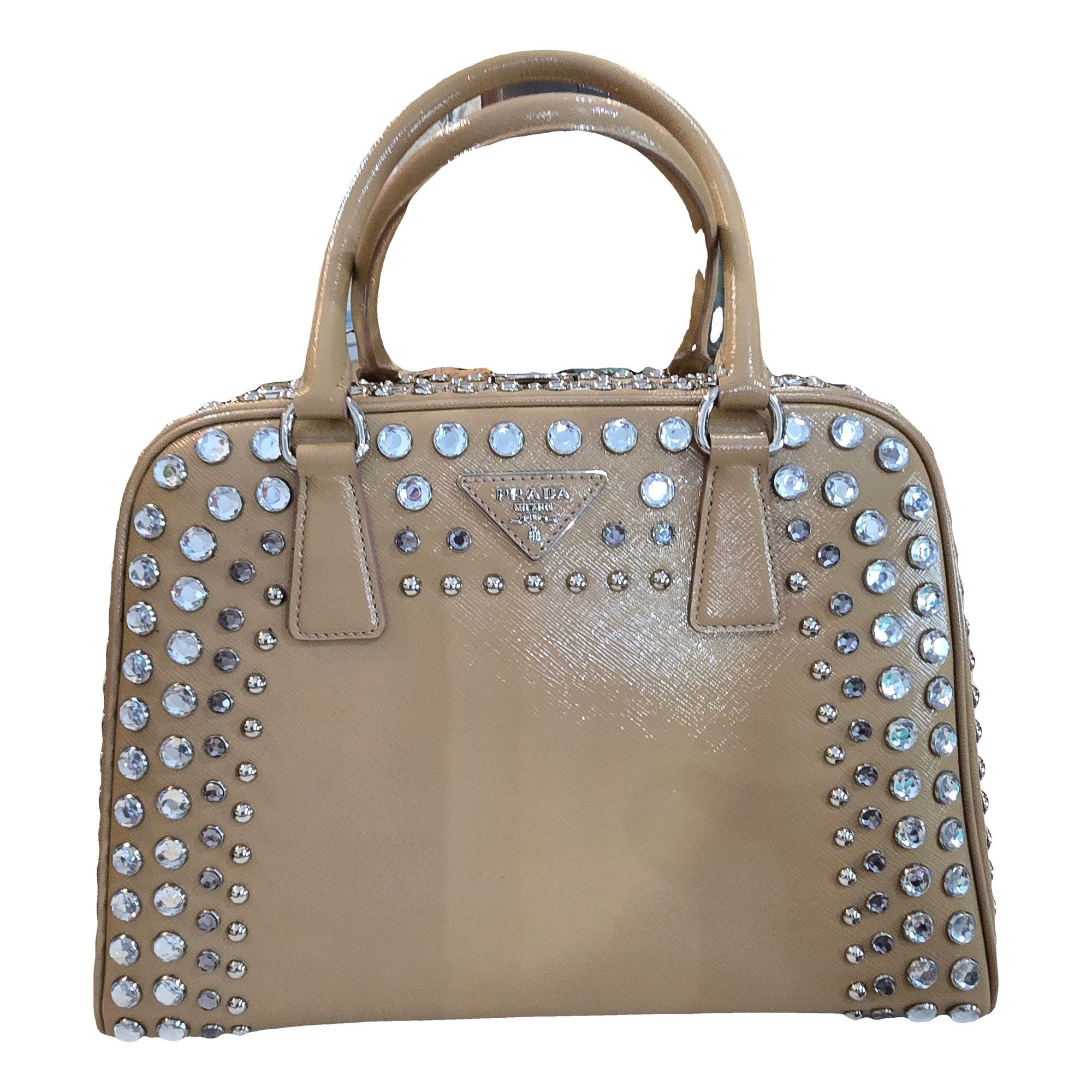 Pyramid patent leather handbag
