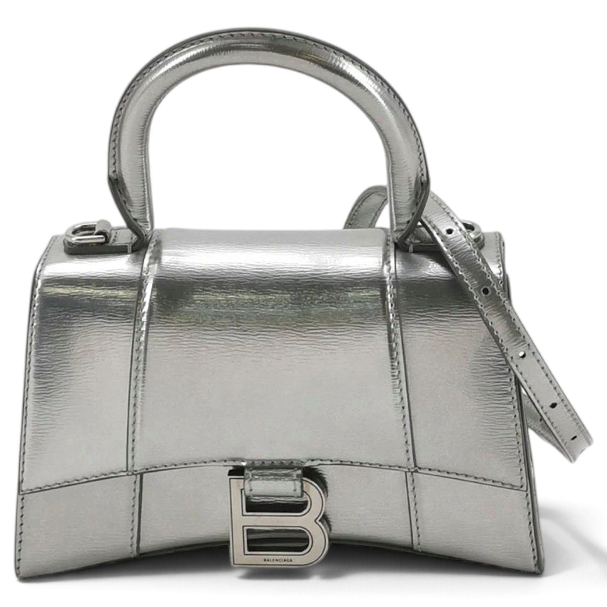 Hourglass leather handbag