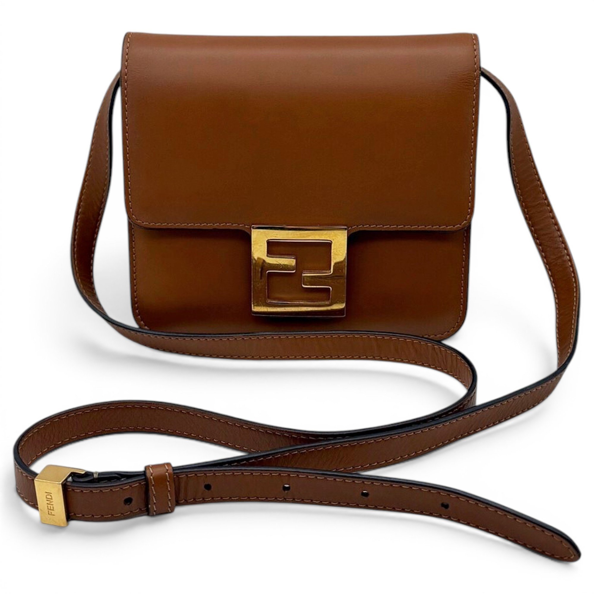 Fendi Flat Baguette leather crossbody bag