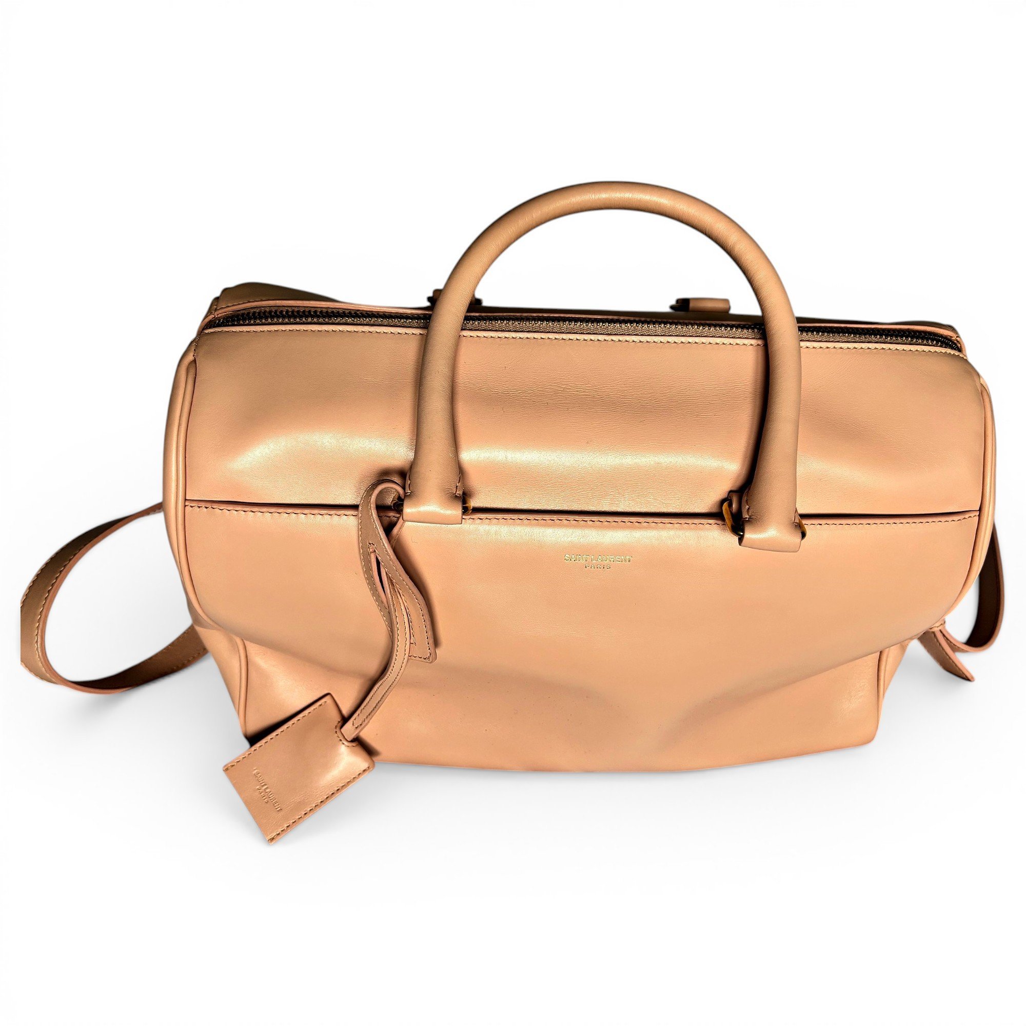 Duffle leather handbag