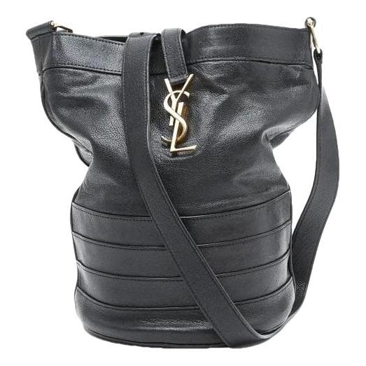 Monogram bucket leather handbag