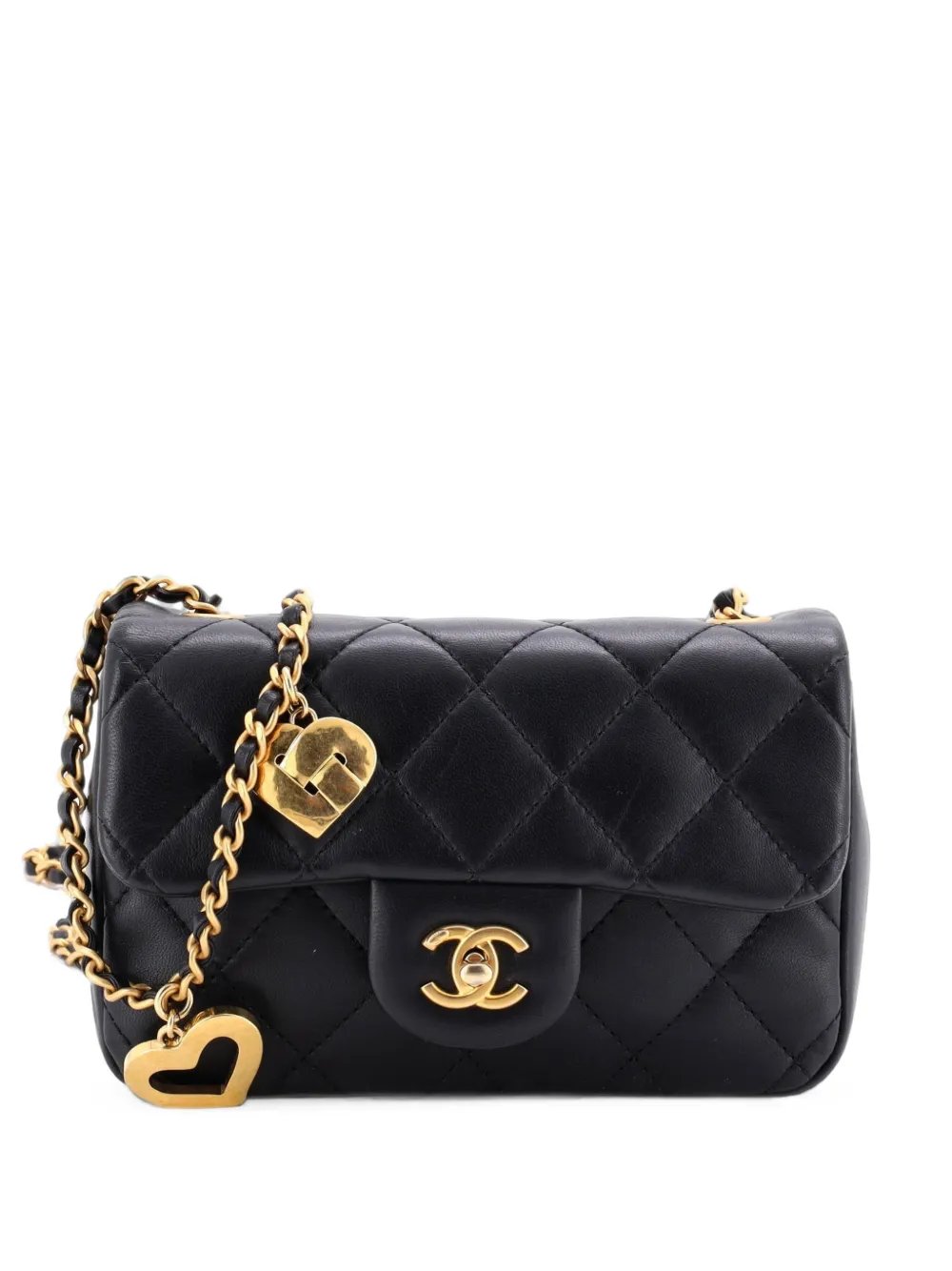 Heart Charms Flap Bag Quilted Lambskin Mini crossbody bag