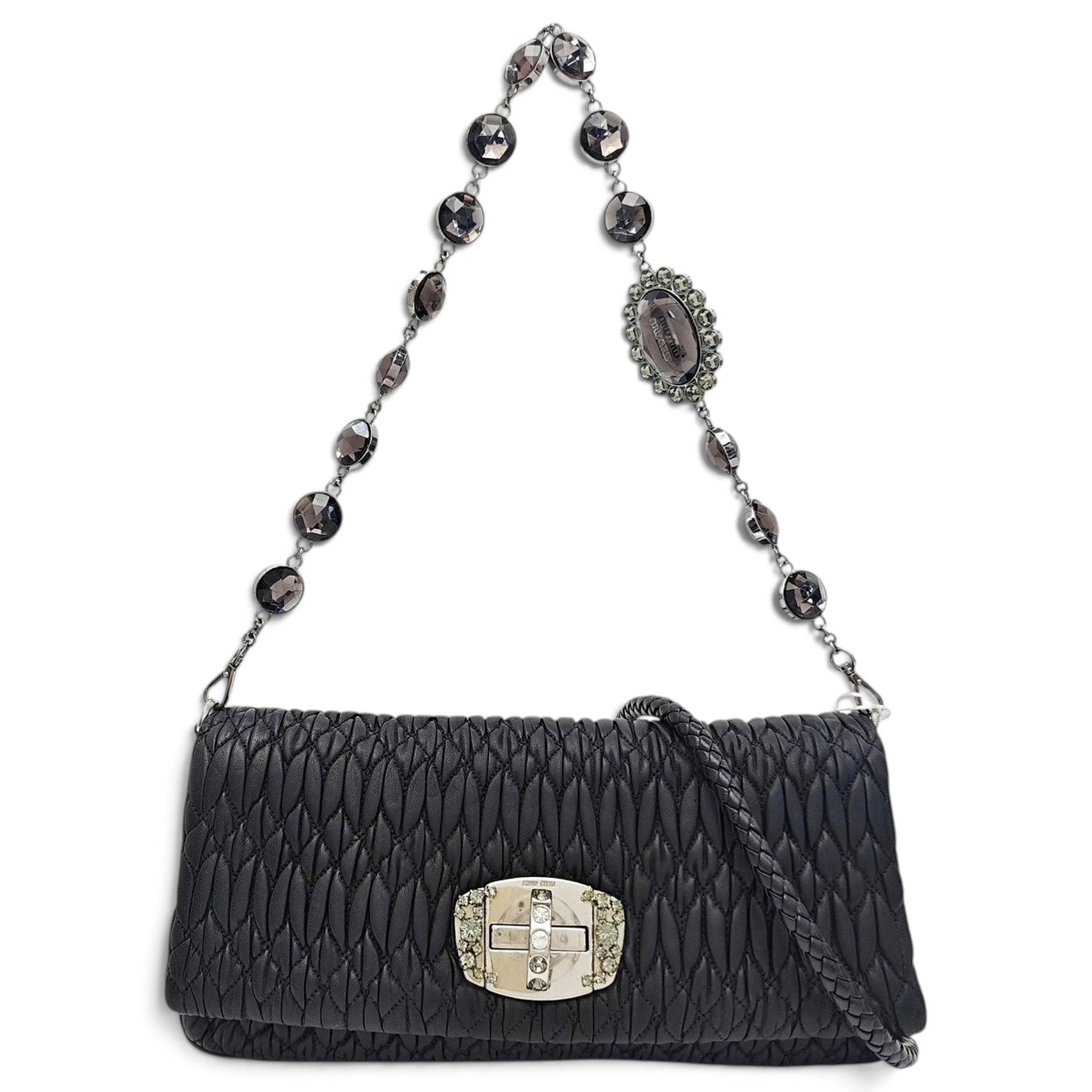 Miu Crystal leather handbag