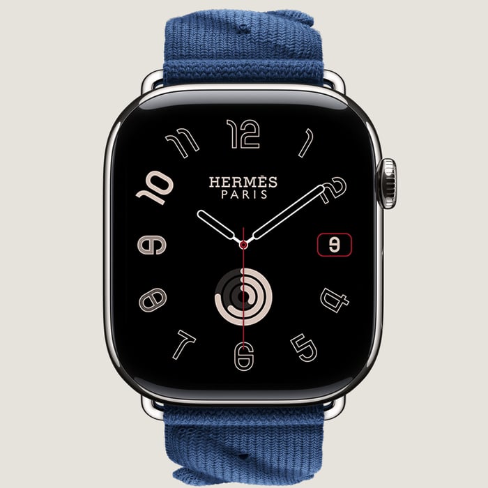 Navy Band Apple Watch Hermès Single Tour 46 MM Torsade