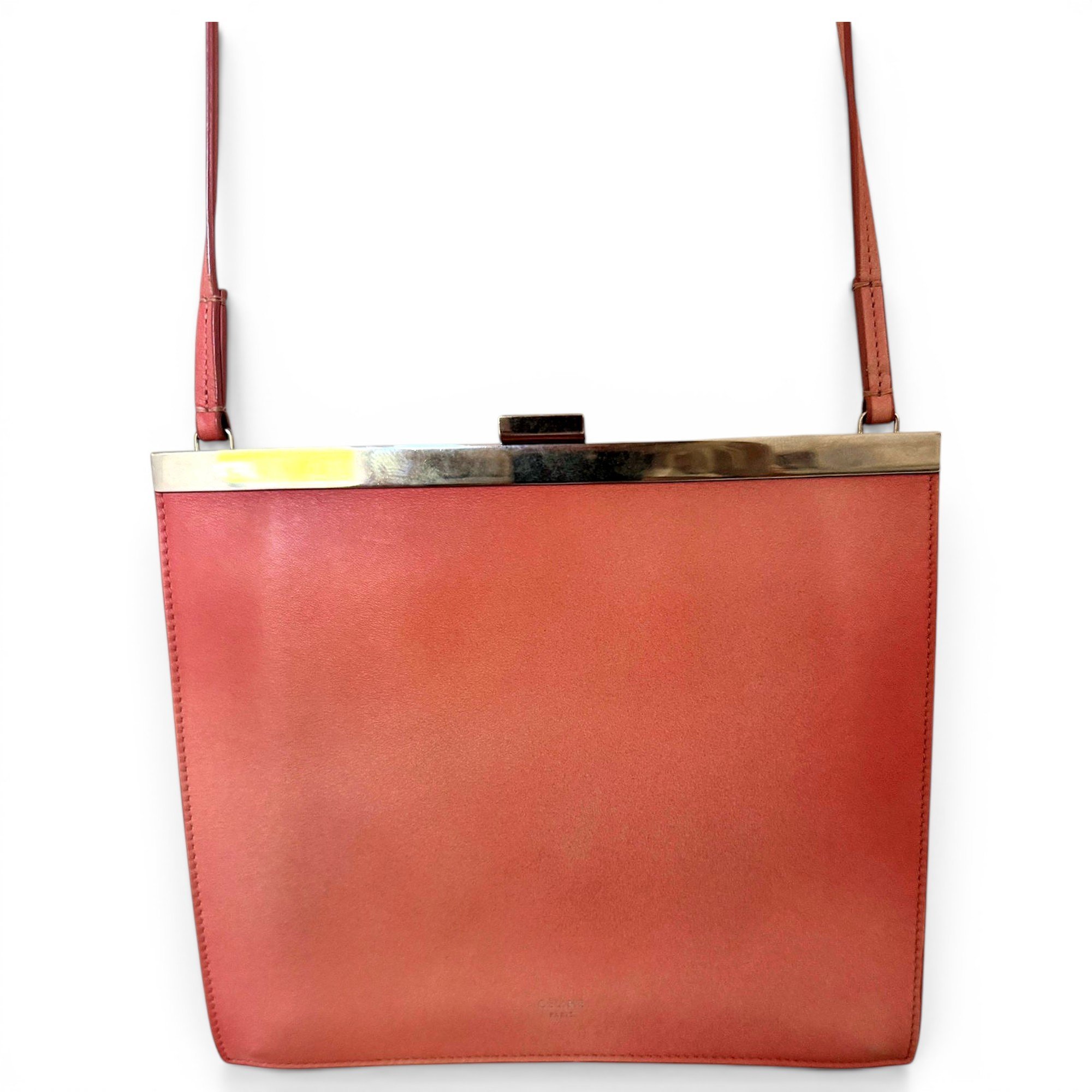 Clasp leather clutch bag