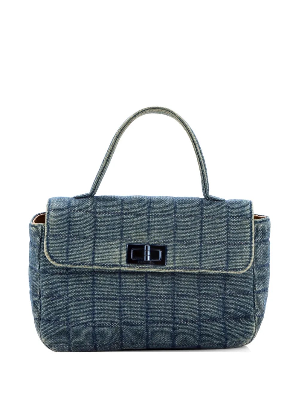 Chocolate Bar Mademoiselle Top Handle Bag Quilted Denim Small satchel