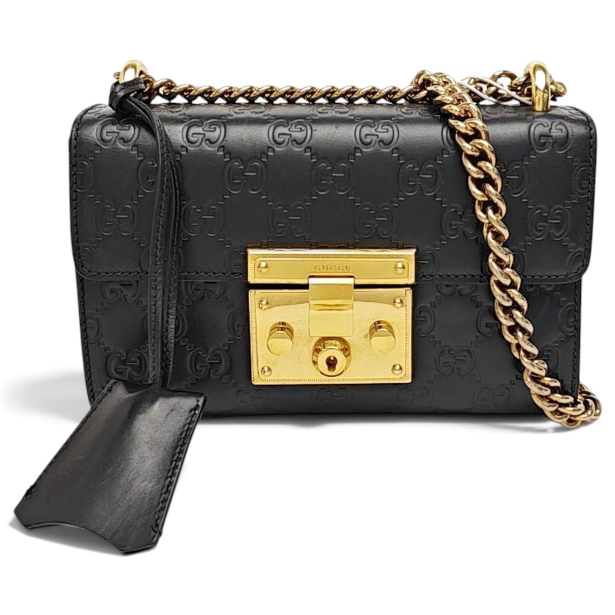 Padlock leather handbag