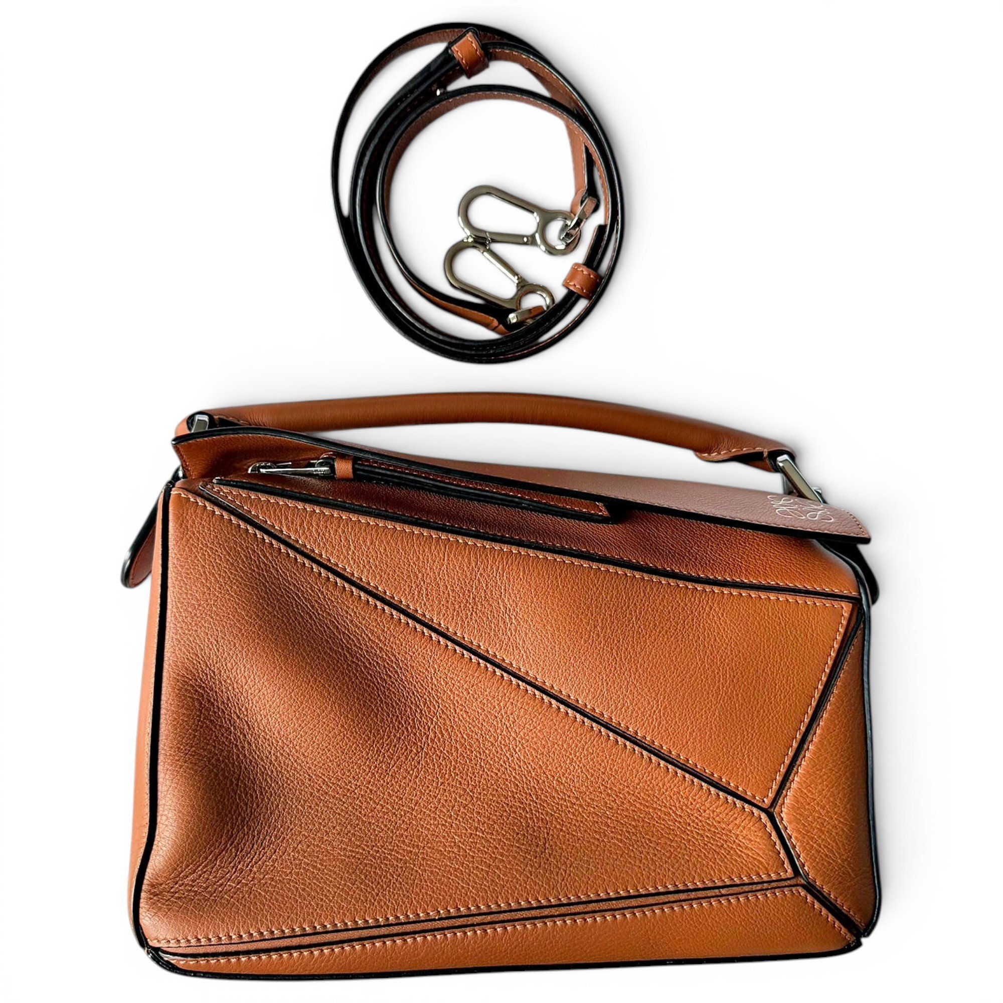 Puzzle leather handbag