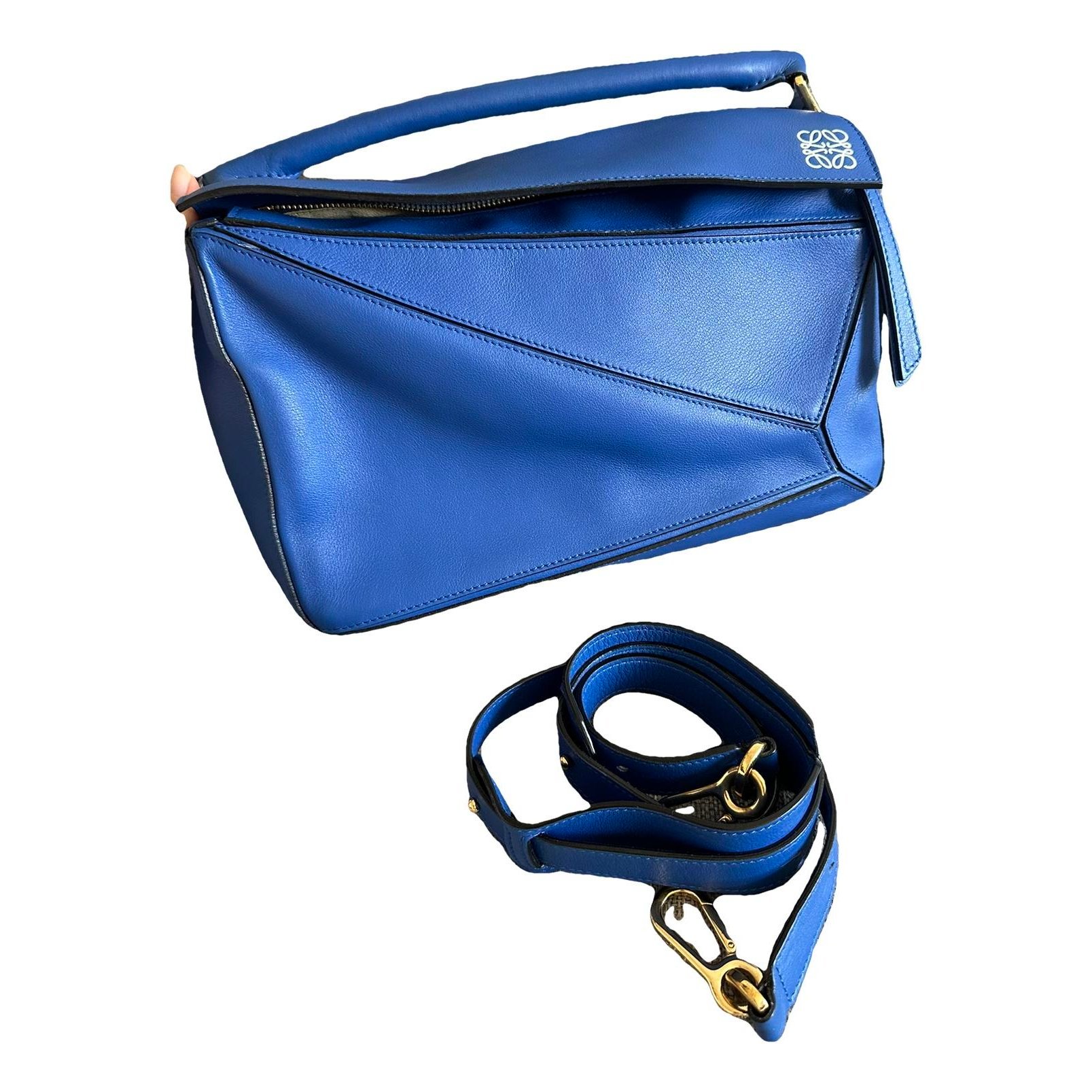 Puzzle leather handbag