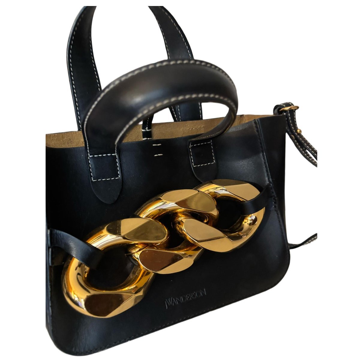 Chain leather tote