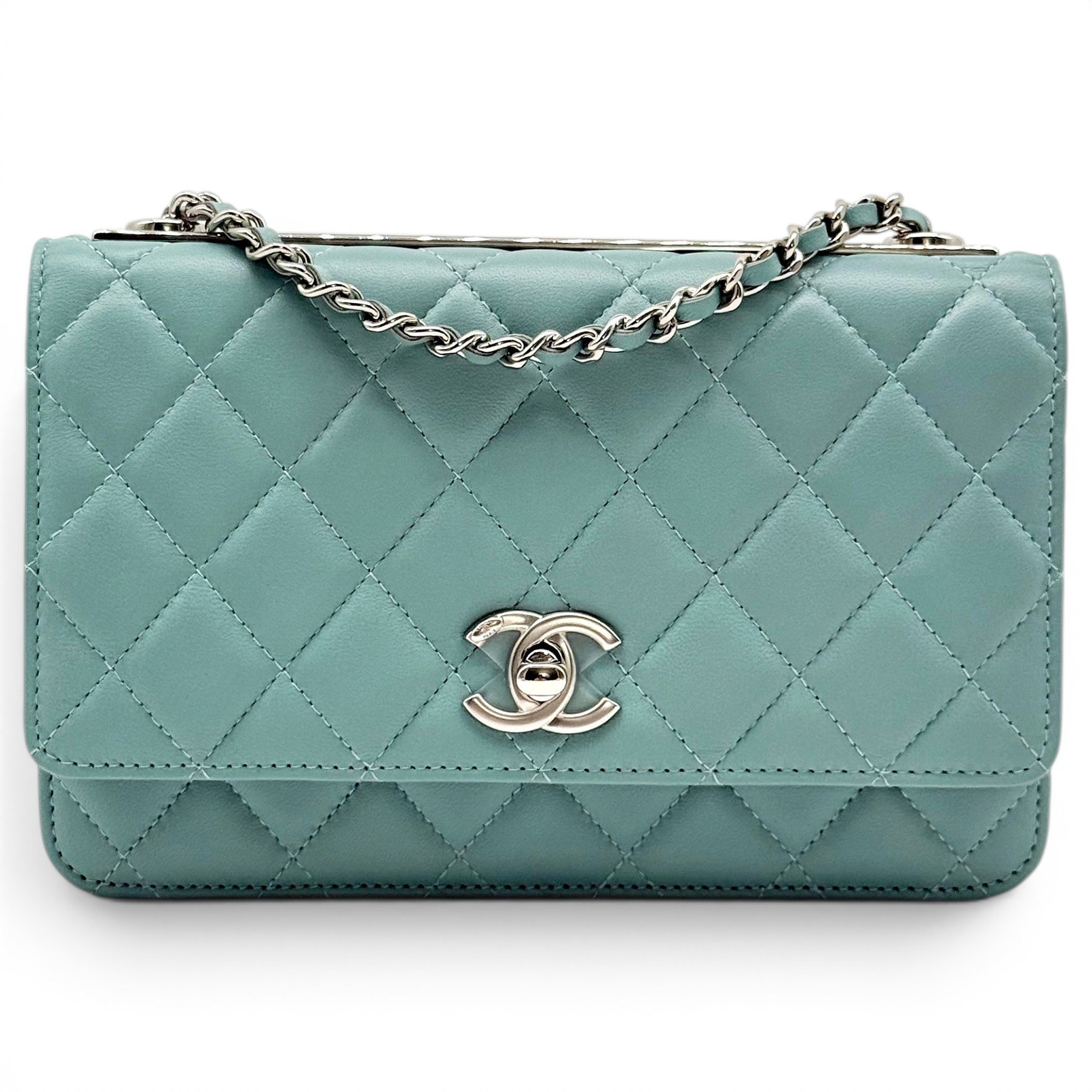 Trendy CC Wallet on Chain leather handbag